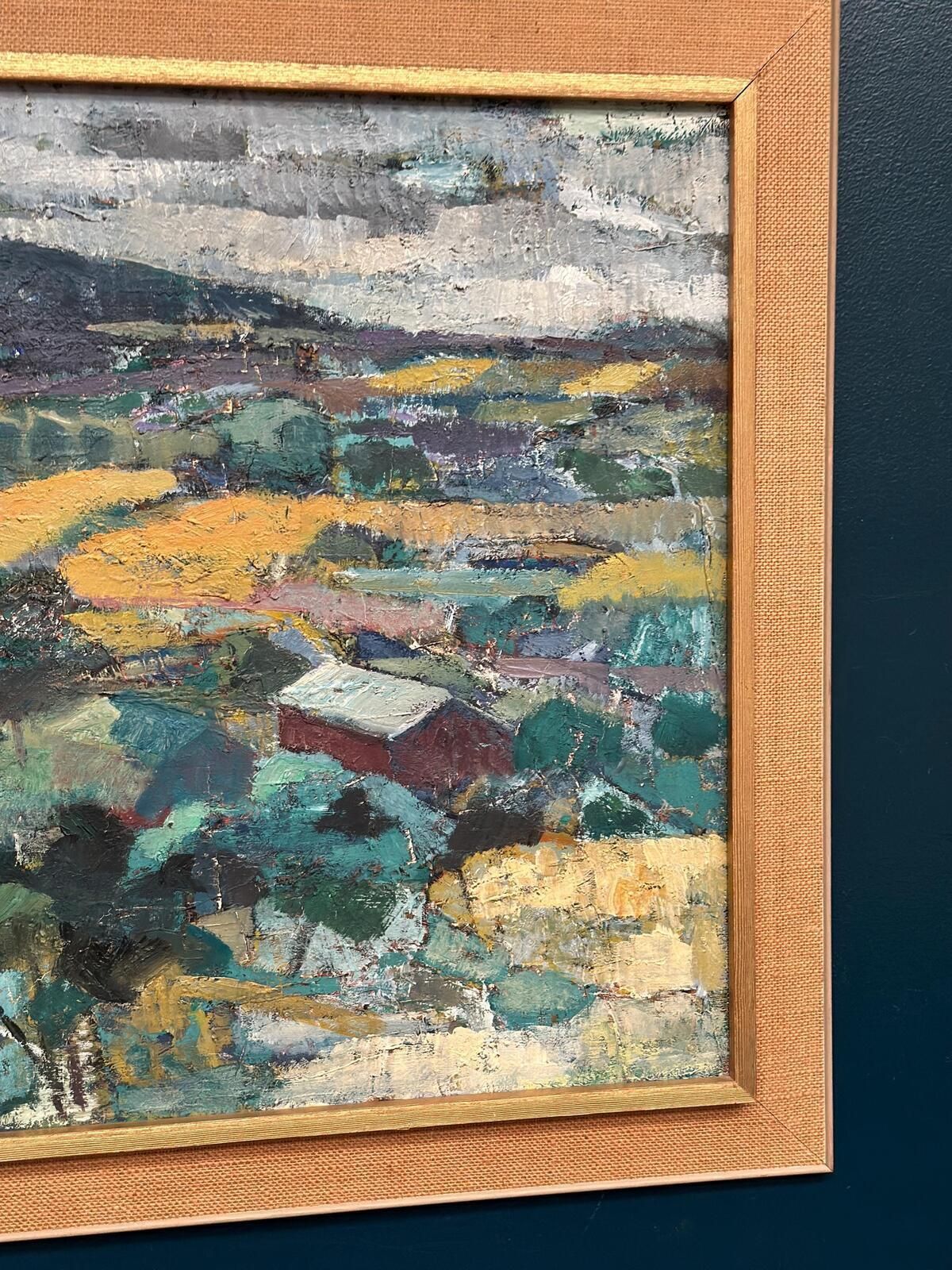 photo furniture Original Mid Century European Oil On Canvas – Landscape By Tadeusz Kamasa –  – Vintage & Framed 88 × 73 Cm (34.6" × 28.7")