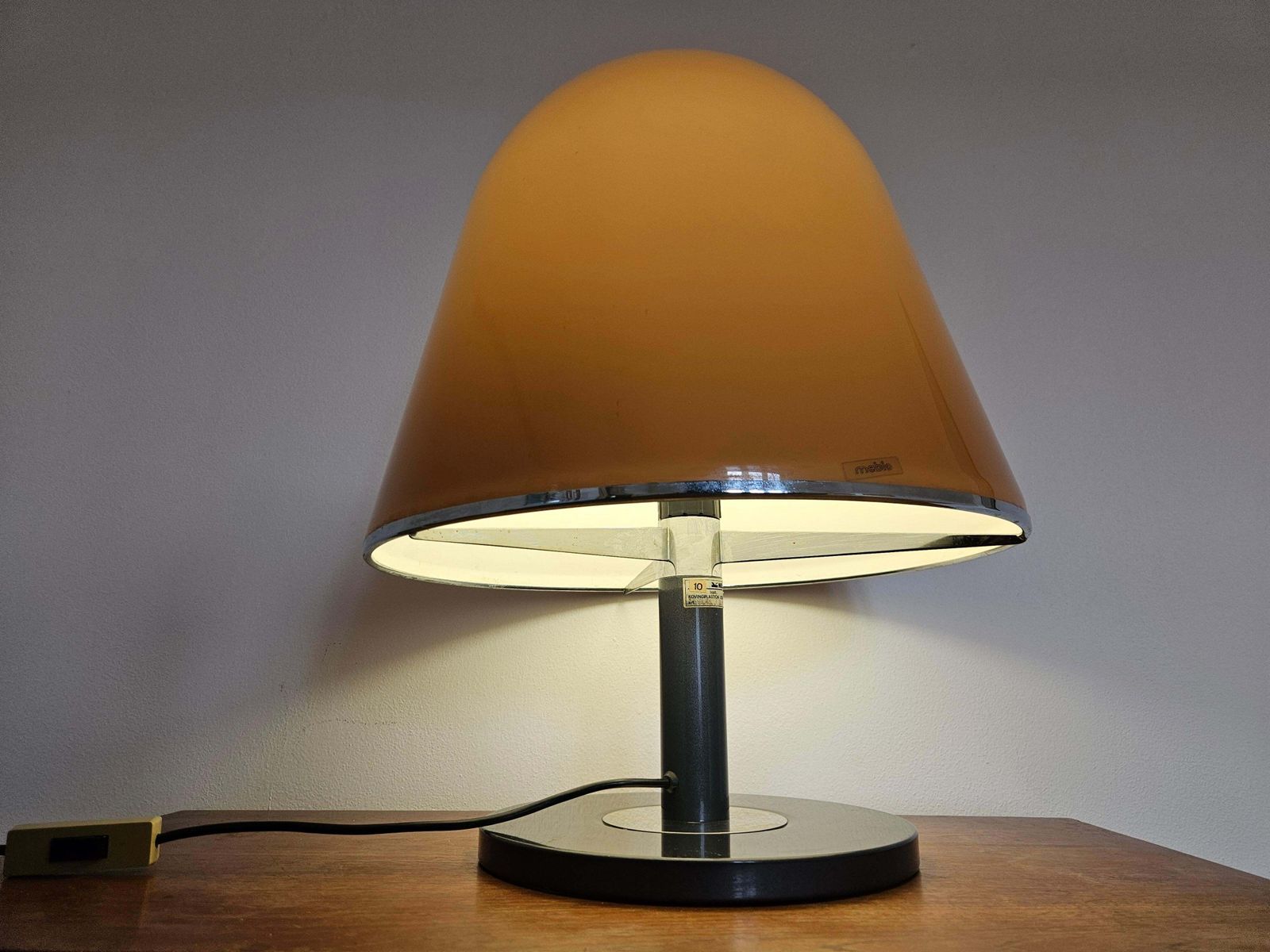 photo vinterior Rare Midcentury Large Table Lamp Kuala For Meblo, Franco Bresciani, Italy, 1970s