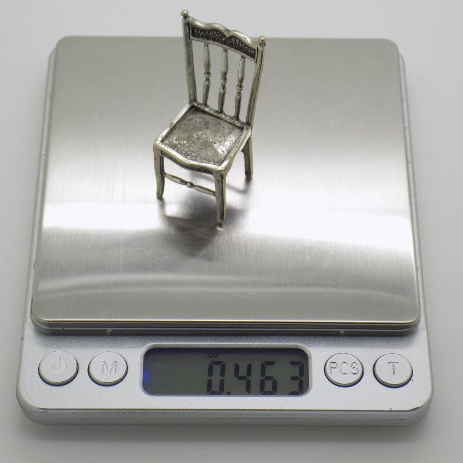 photo vinterior Vintage Italian Handmade Genuine Sterling Silver 925 Chair Figurine, 1970s