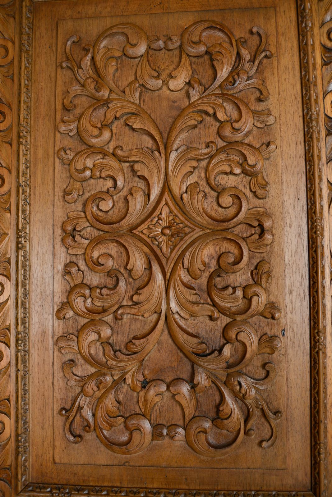 Antique French Walnut Linen Press Housekeepers Cupboard   Ornately Carved photo buy