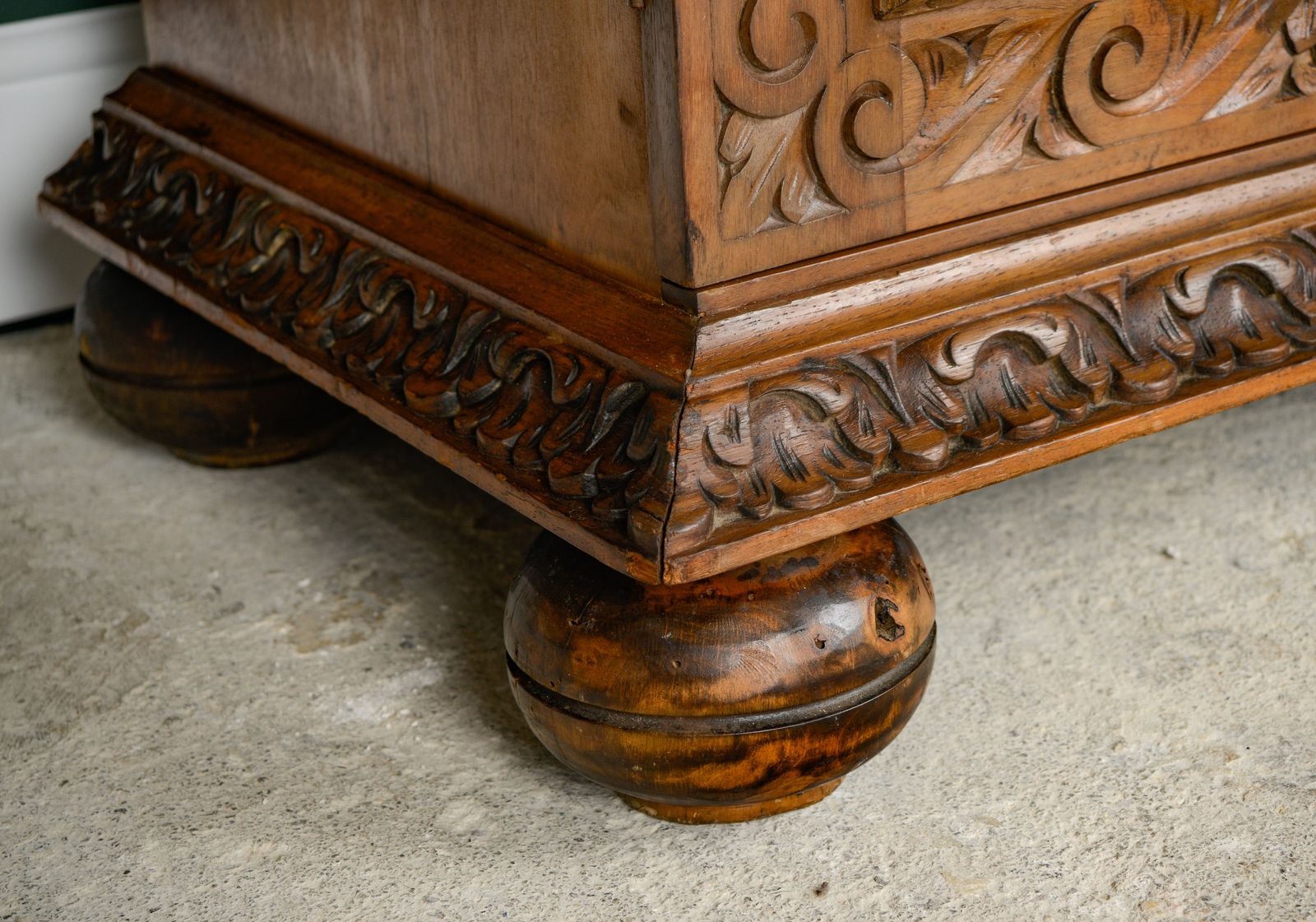 photo furniture Antique French Walnut Linen Press Housekeepers Cupboard   Ornately Carved