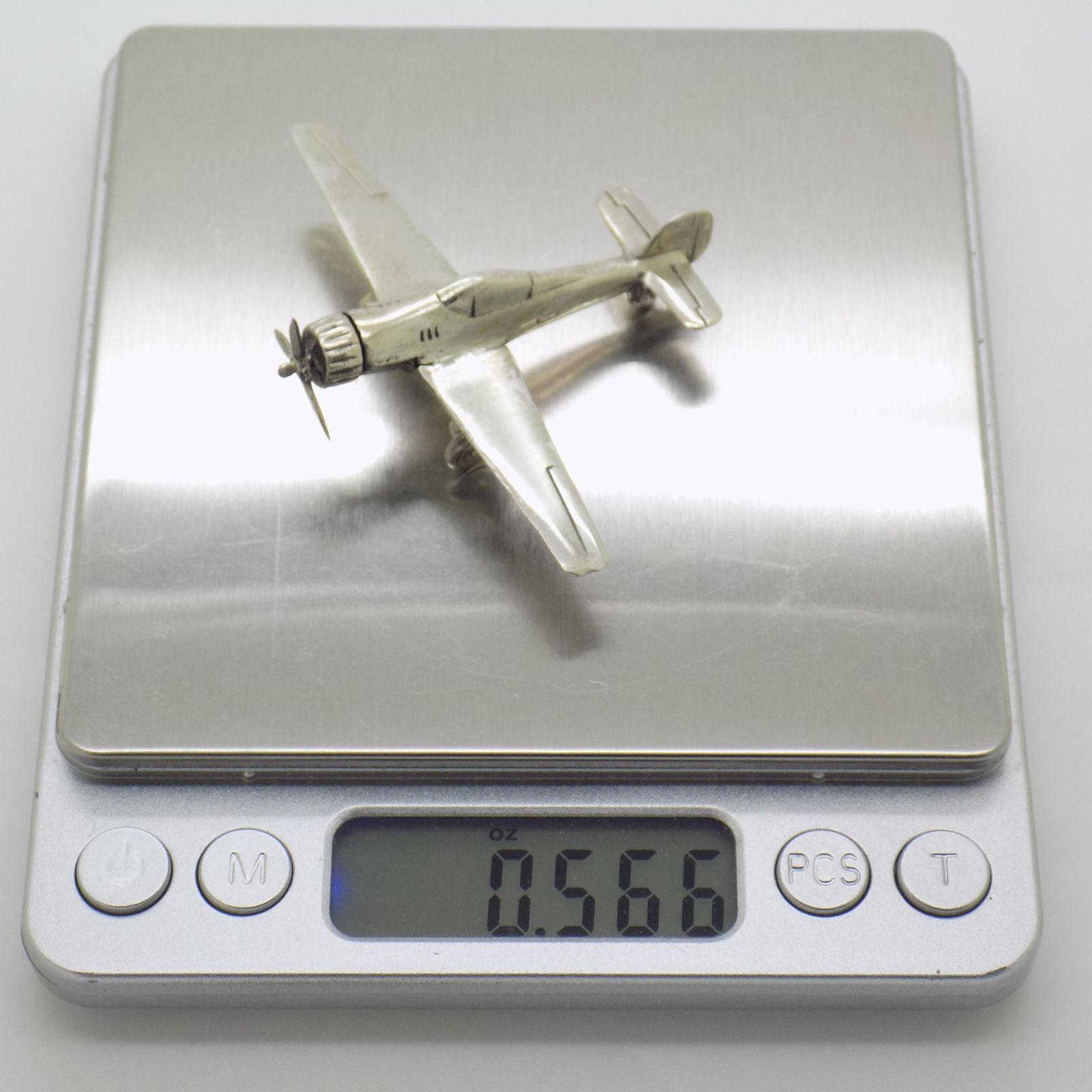 Art Vintage Italian Handmade Genuine Silver Airplane Figurine, 1980s photo
