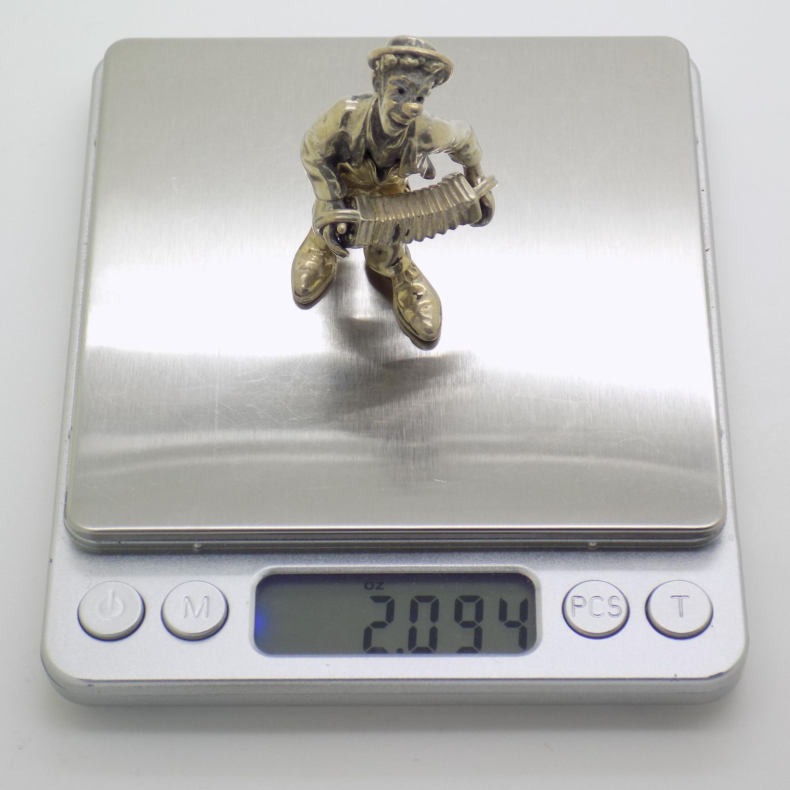 335.0 Vintage Italian Handmade Silver Clown With Accordion Figurine From Angini, Tuscany, 1970s photo