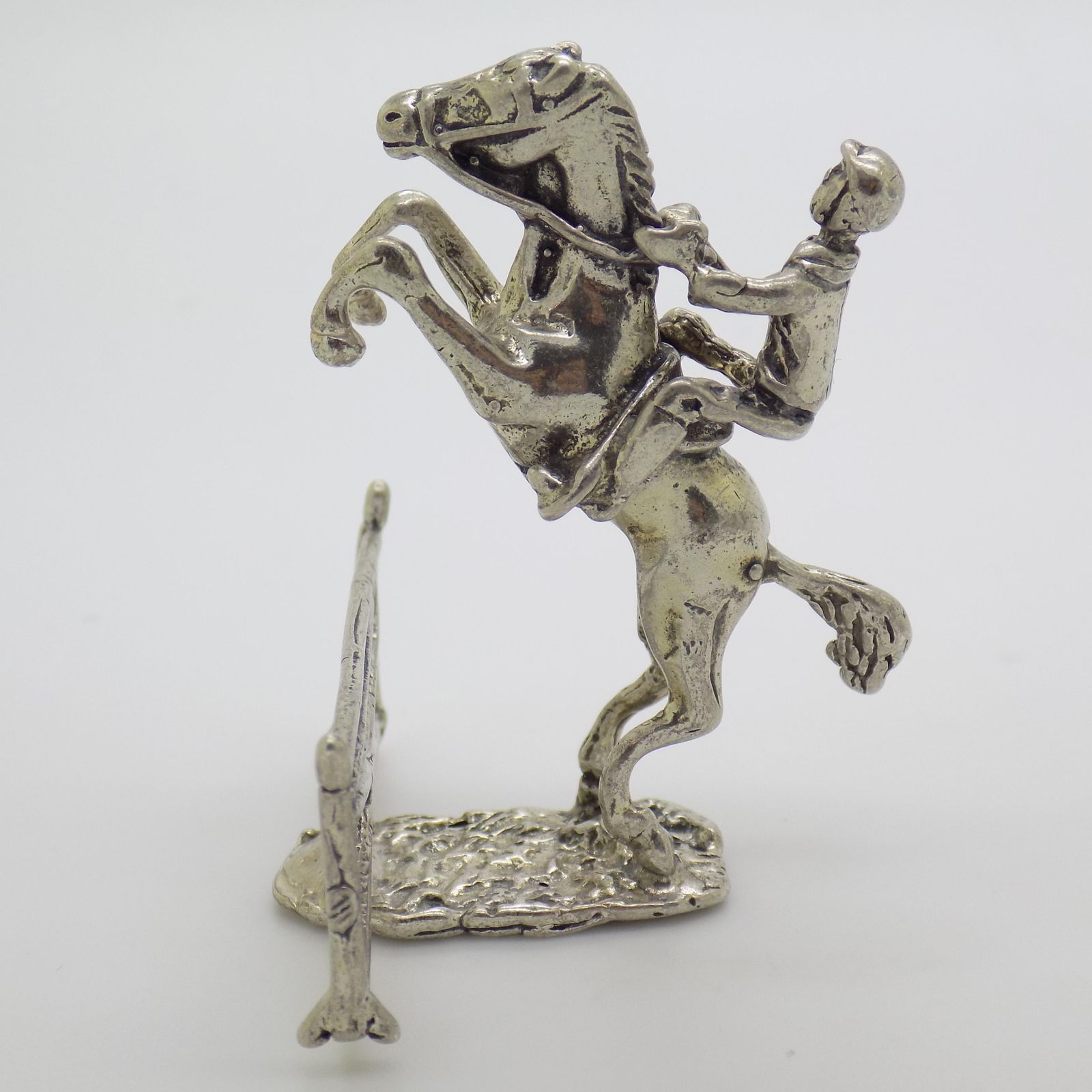 Vintage Italian Handmade Genuine Silver Show Jump Horse Figurine, 1970s photo for sale