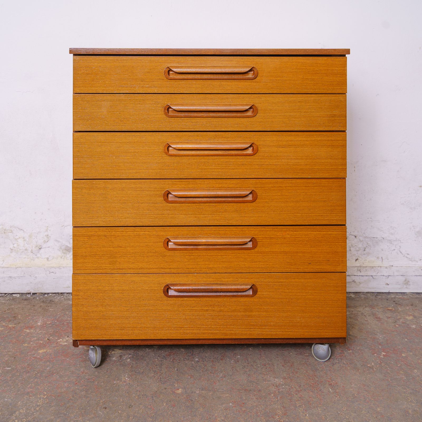 Schreiber Mid Century Teak Chest Of Drawers photo for sale