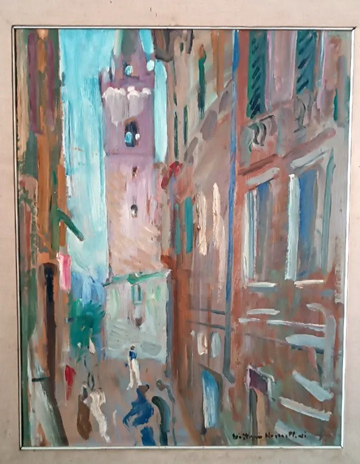 Oil Painting On Cardboard, Vittorio Nomellini (1901 1965 Florence), Lerici photo Art