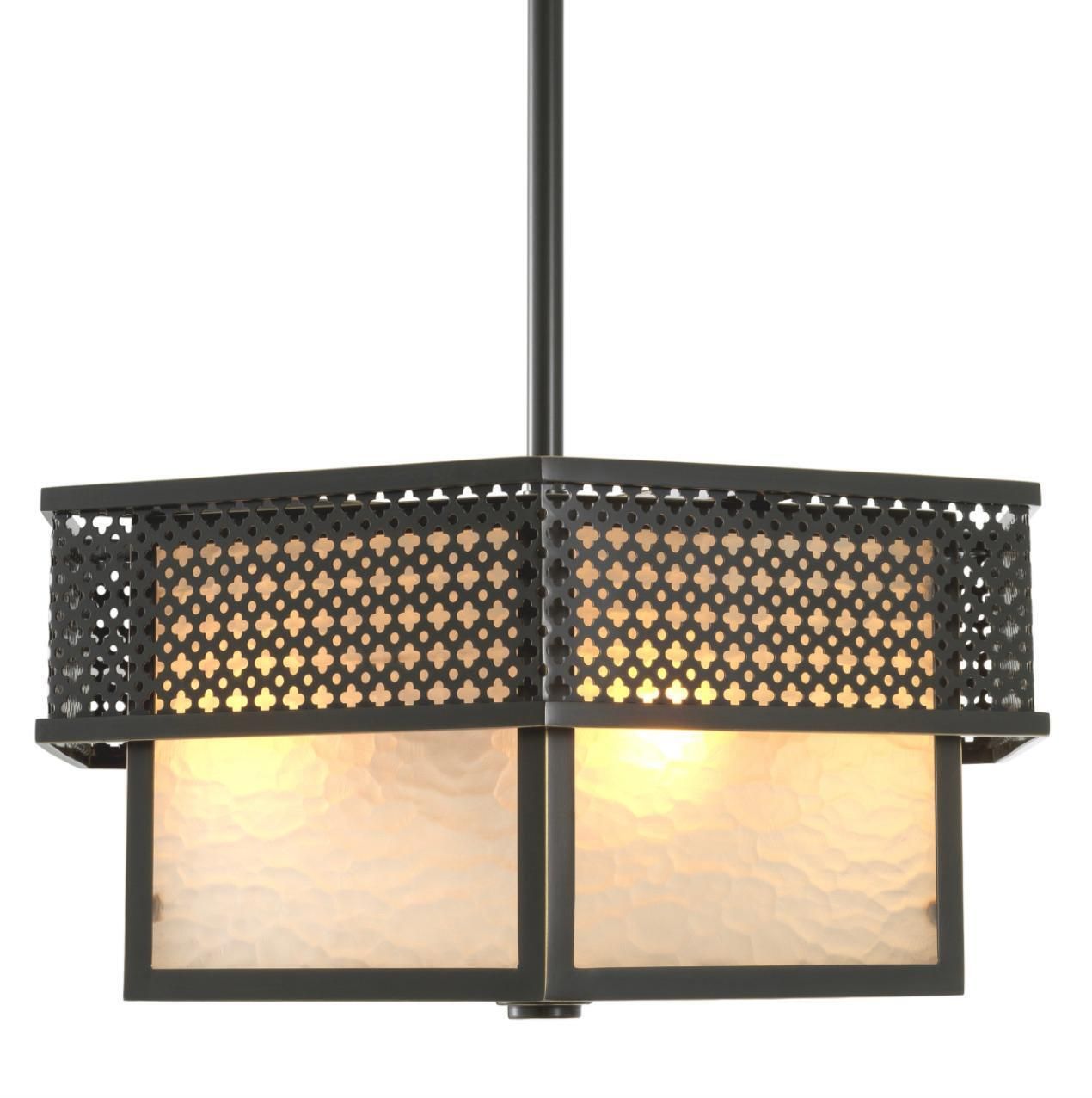 Ceiling Lamp In Metal With Bronze Finish And Frosted Glass, Contemporary Design photo Lighting