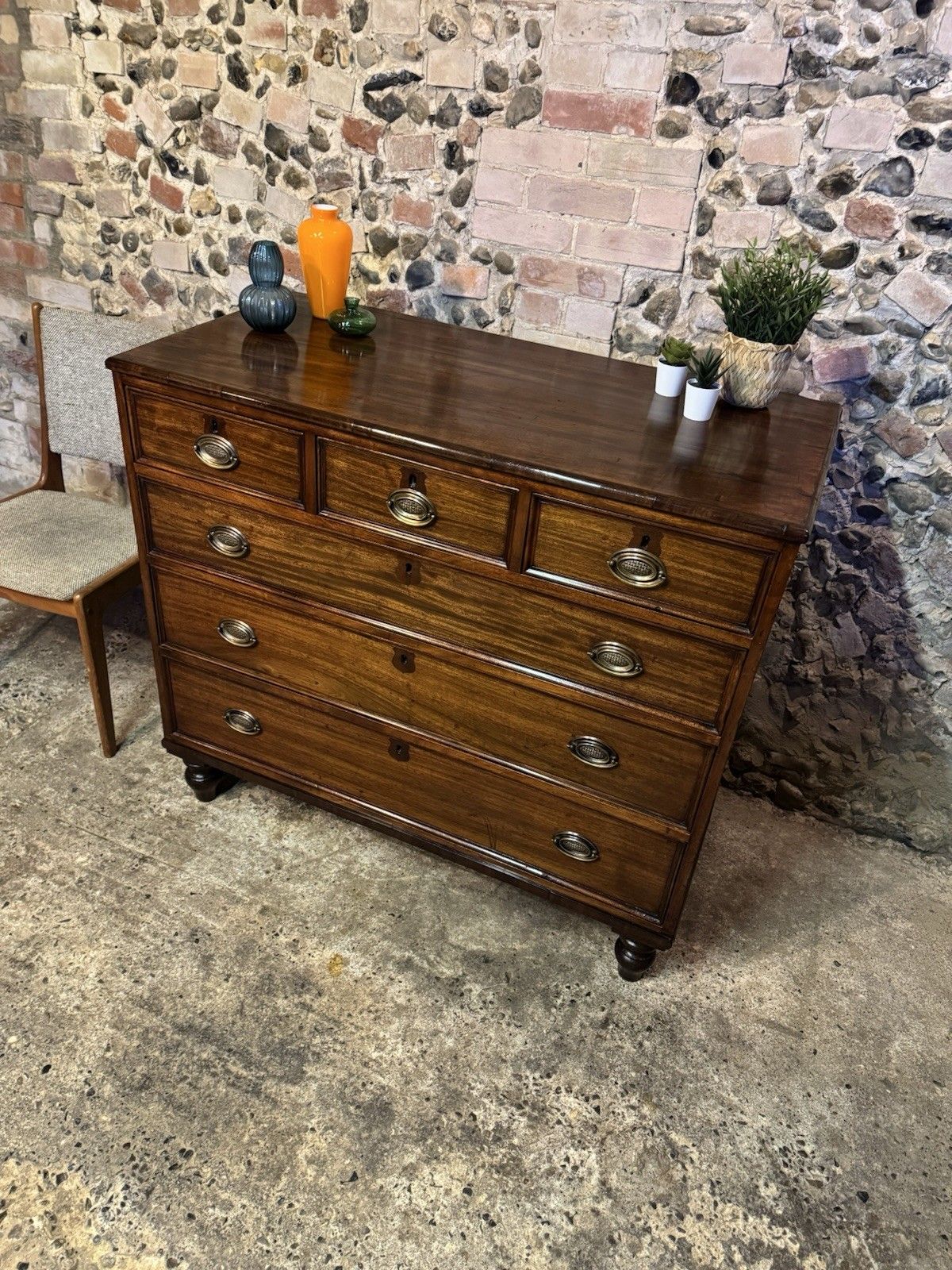 🚛 Large Antique / Georgian Mahogany Chest Of Drawers photo furniture