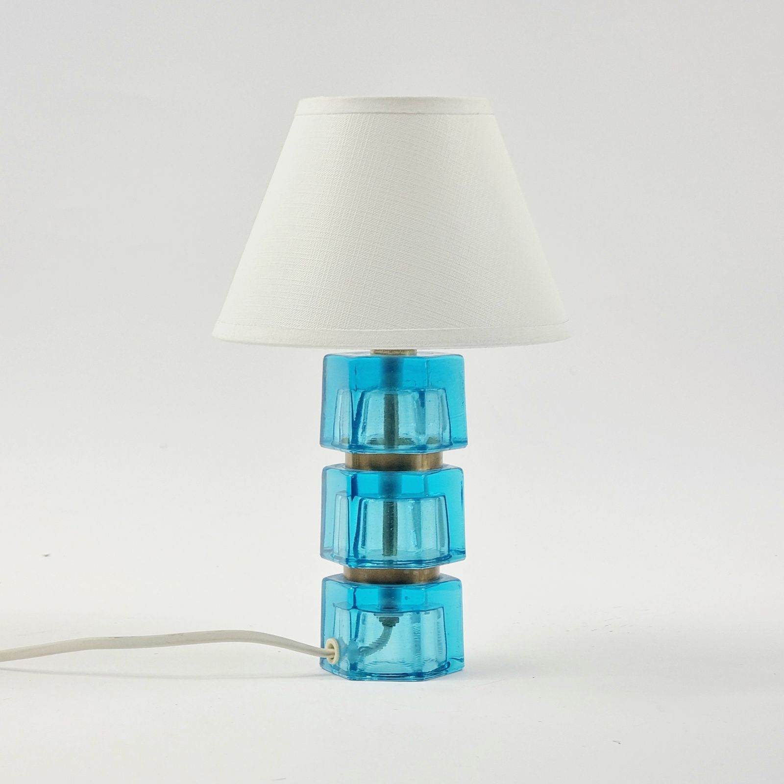 Pair Of Mid Century Glass & Brass Bedside/Table Lamps By Carl Fagerlund For Orrefors, Sweden, 1960s photo furniture