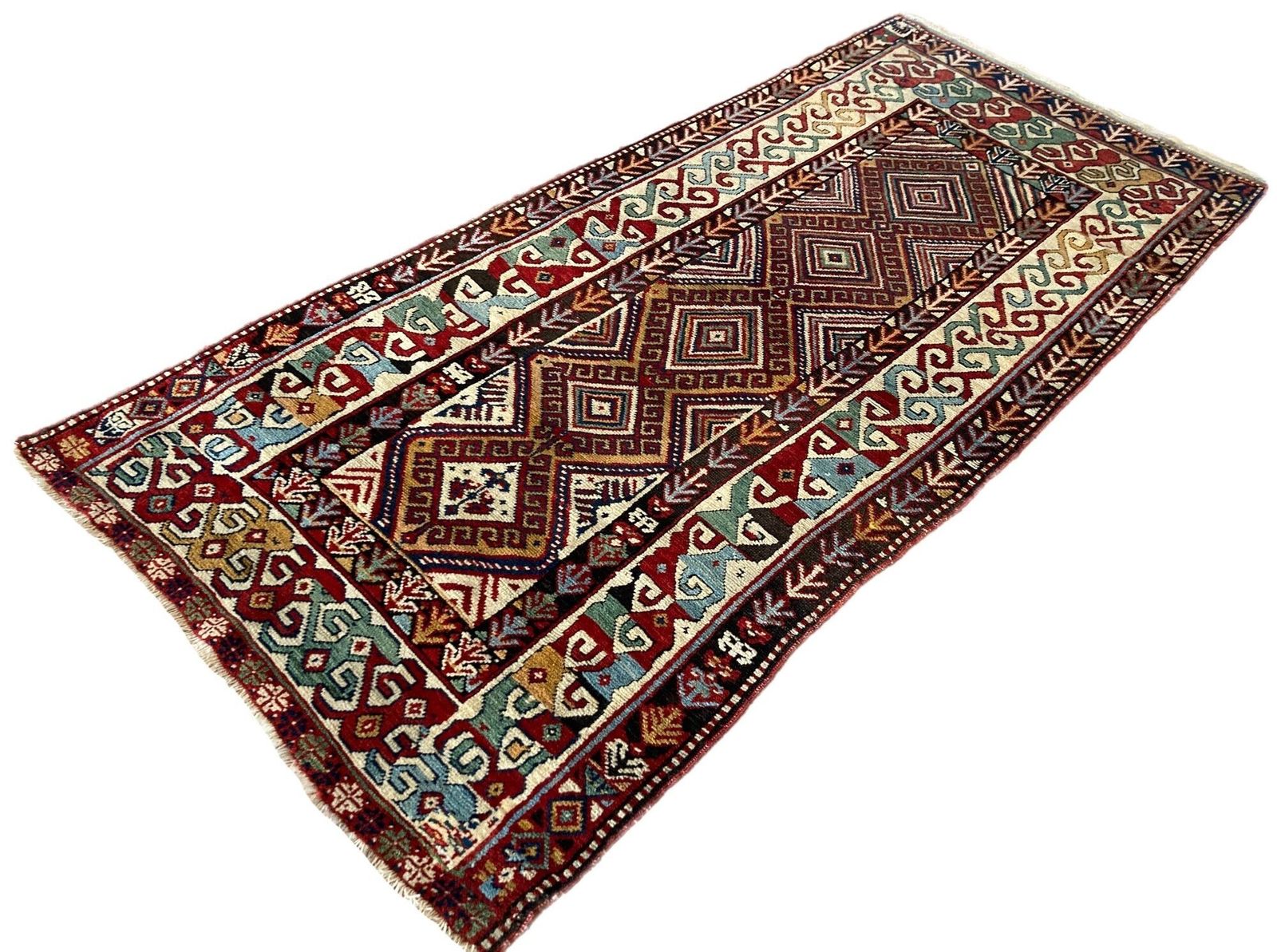 Antique Caucasian Rug 2.58m X 1.25m photo for sale