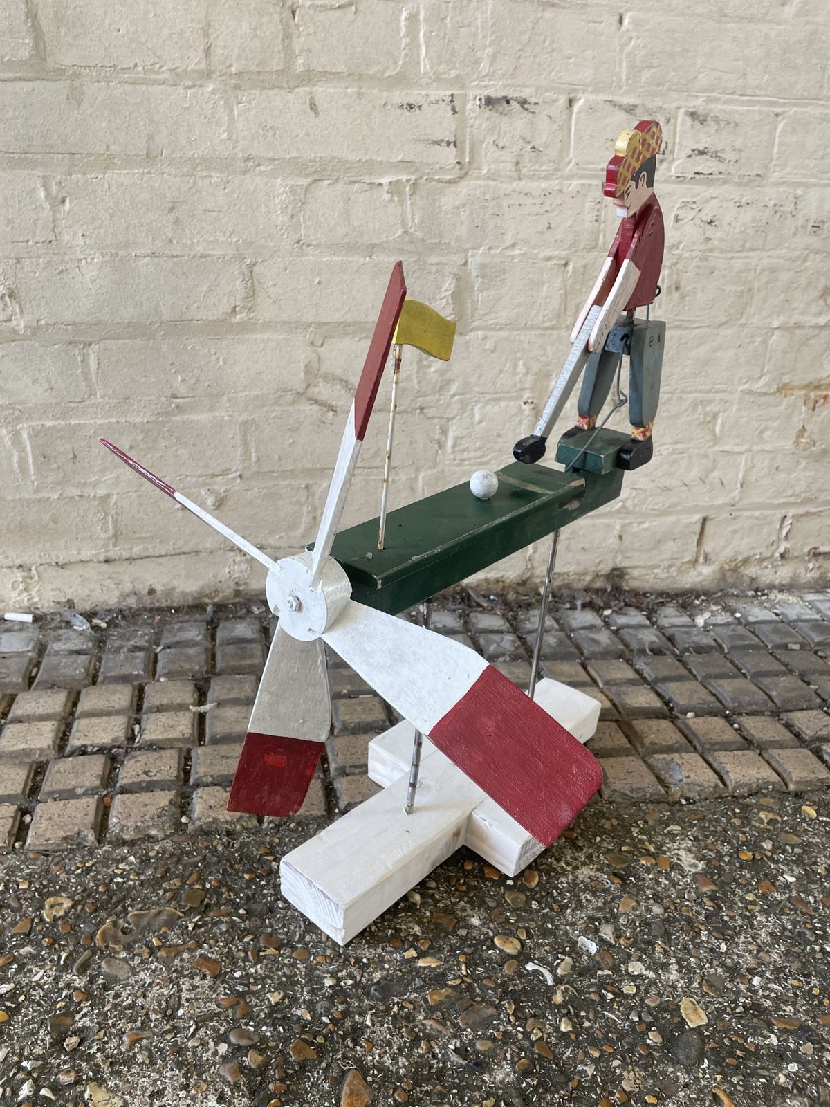 Vintage Folk Art Garden Whirligig Golfer Windmill photo furniture