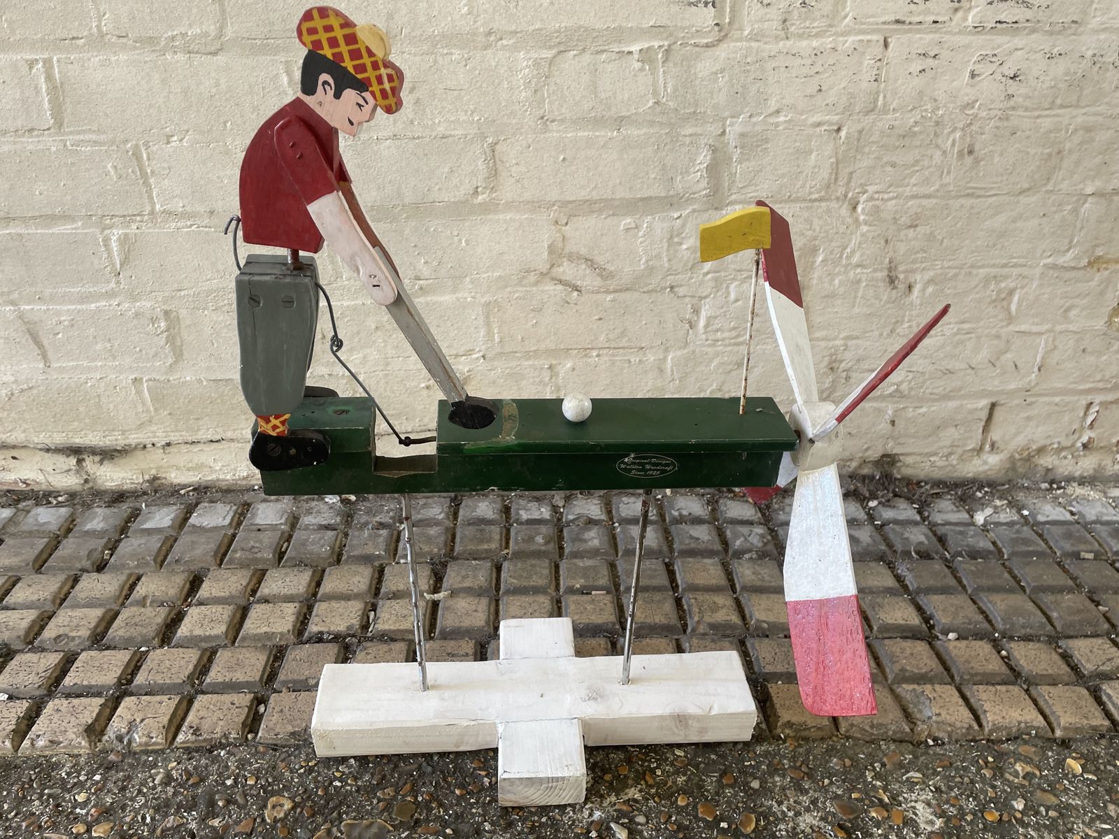 Vintage Folk Art Garden Whirligig Golfer Windmill photo buy