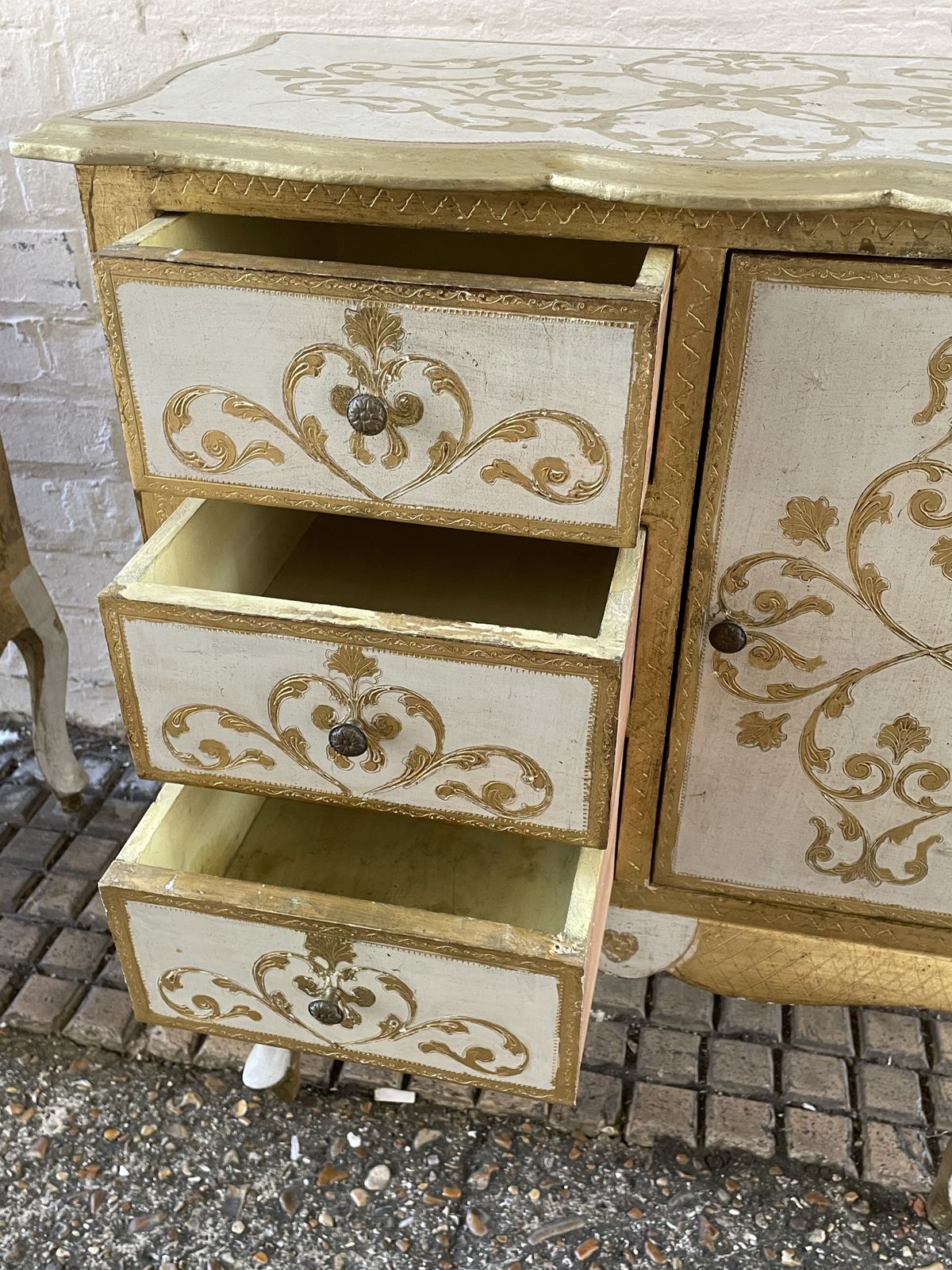 Furniture Mid Century Italian Florentine Night Stand Cabinet 1960s photo