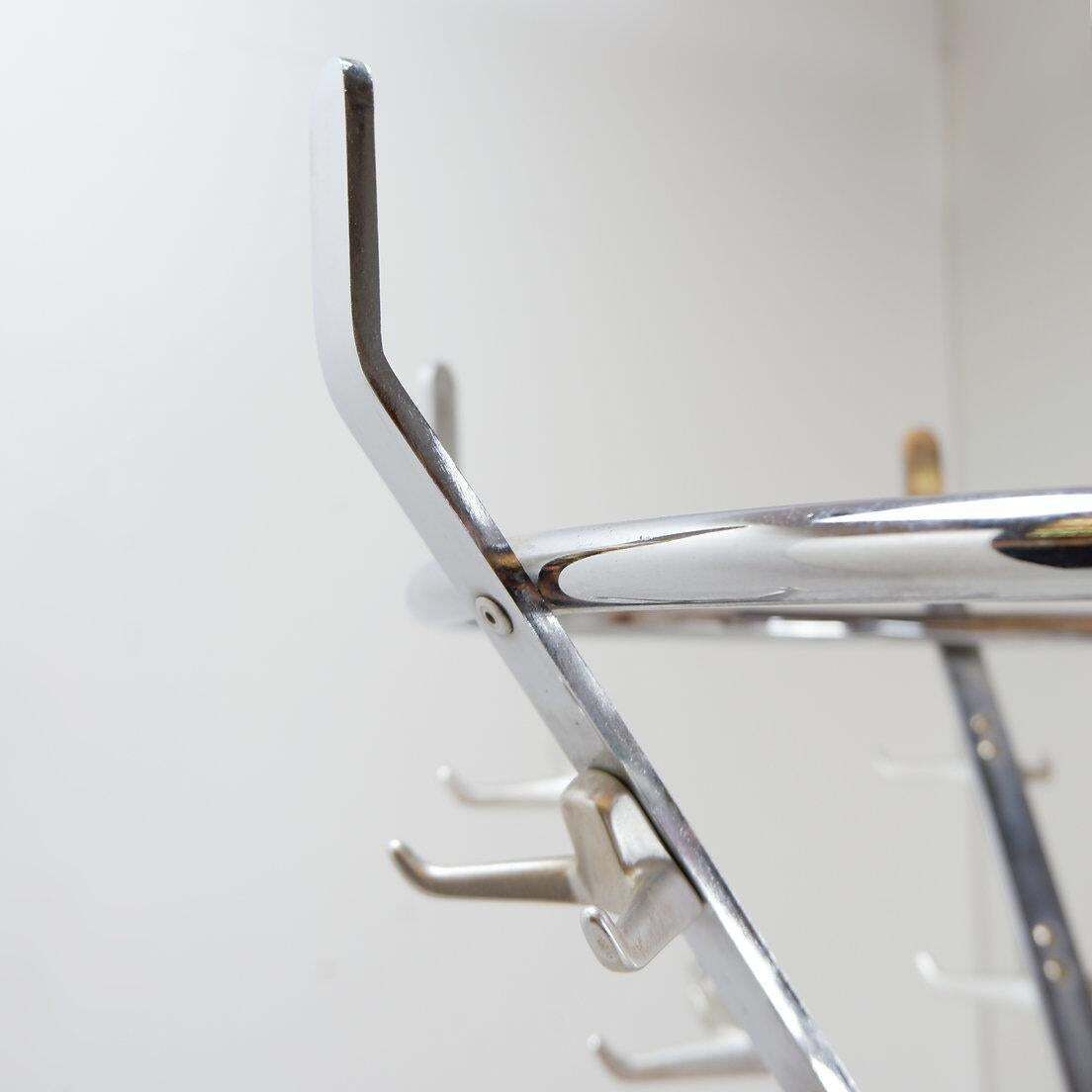 photo vintage Industrial Coat Rack In Chrome In The Style Of Jacques Adnet, 1960s