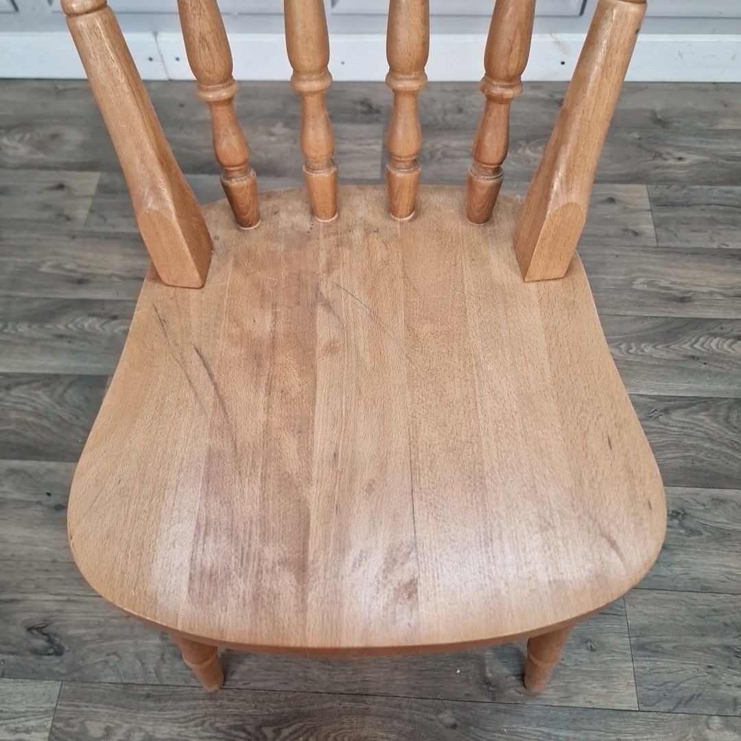 Vintage Wooden Kitchen Chair Spindle Back Farmhouse Country Dining Seat Beech photo buy