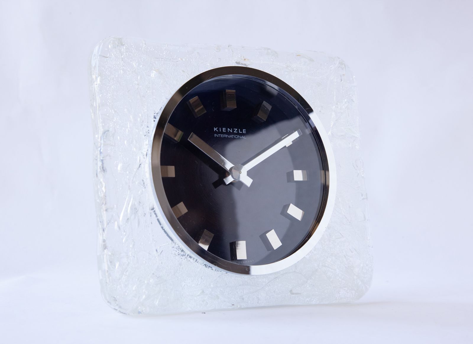Space Age Kienzle Ice Glass Desk Clock Germany Panton Style Mid Century Modernism Pop Table Mcm 1970s photo furniture