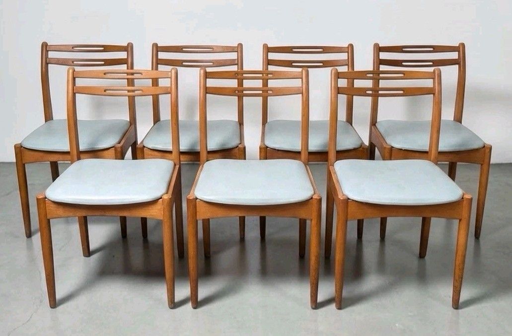 Set Of Seven Teak Morris Of Glasgow Dining Chairs Danish Style Rare Mid Century