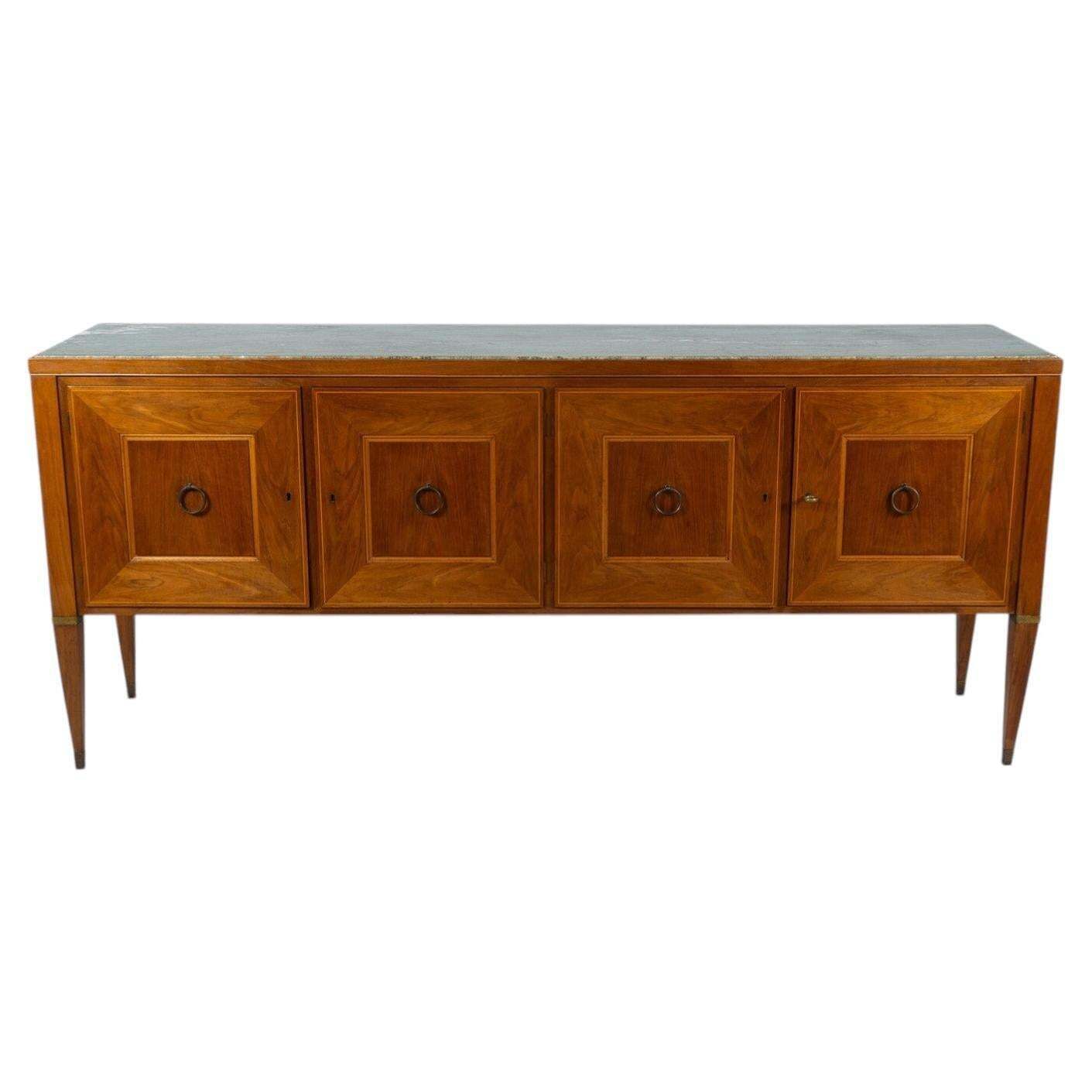 Mid Century Sideboard By Paolo Buffa , Wood And Marble , Italy , 1950s