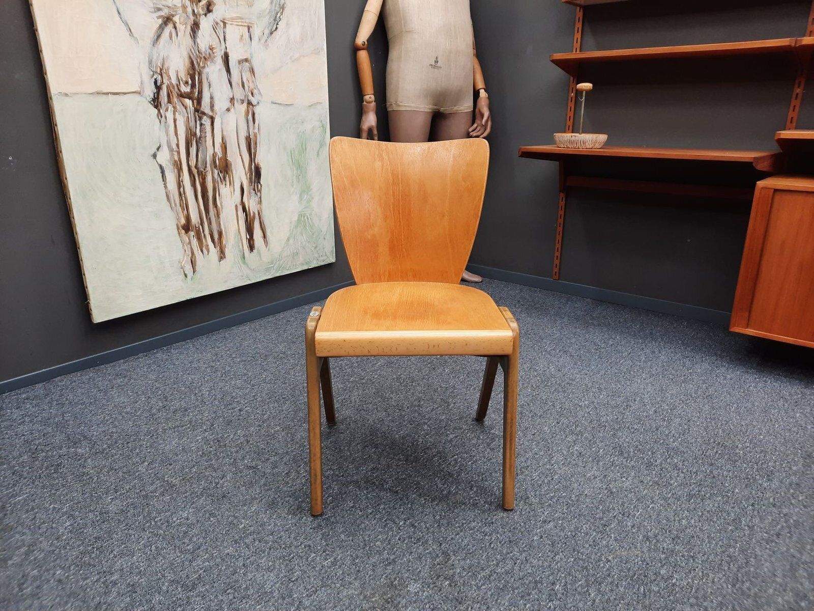 photo for sale Mid Century Plywood Stackable Dining Chair From Kaderer München, 1950s