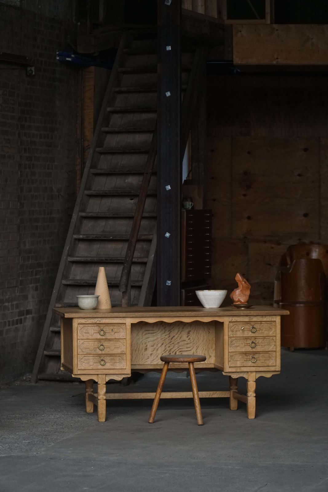 Freestanding Desk In Oak, Danish Mid Century Modern, Henning Kjærnulf, 1950s photo furniture