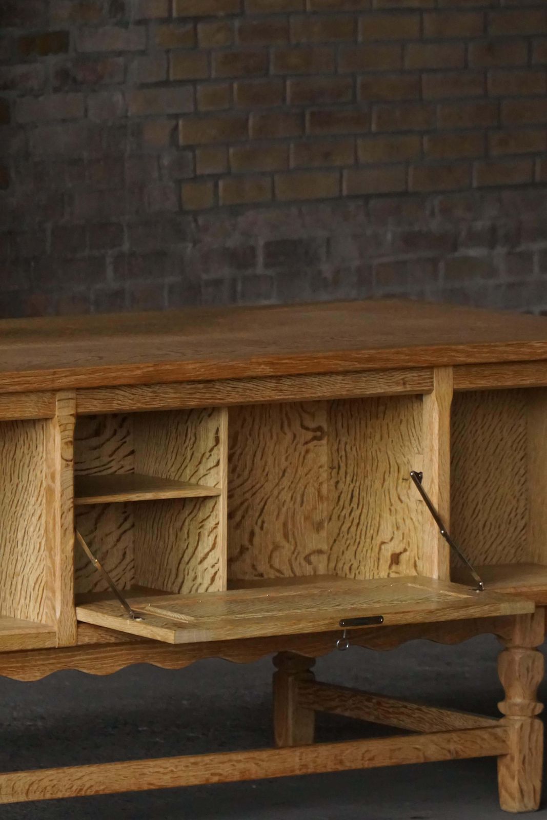 photo furniture Freestanding Desk In Oak, Danish Mid Century Modern, Henning Kjærnulf, 1950s