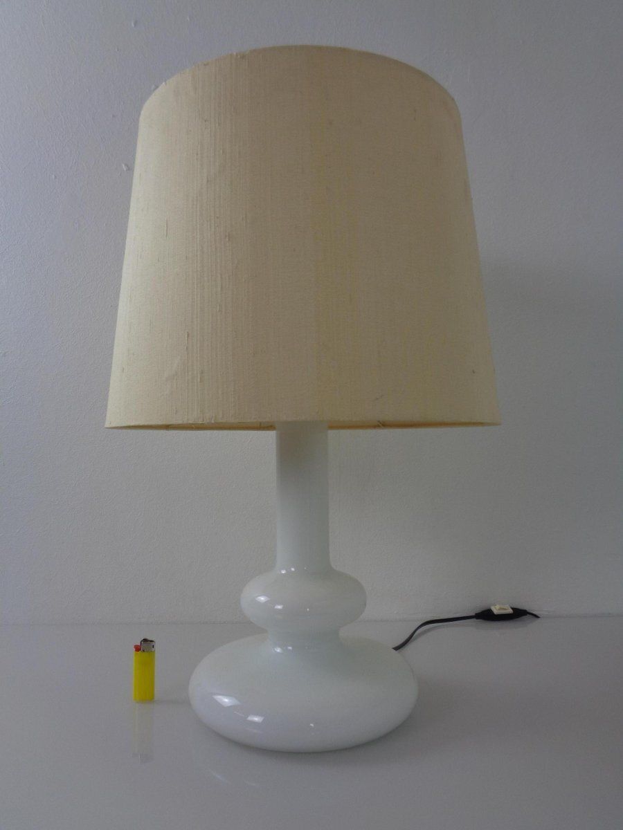 Plaza Opal Glass Table Lamp From Hsin Lung Lin For Holmegaard Glasværk, Sweden, 1970s photo Lighting