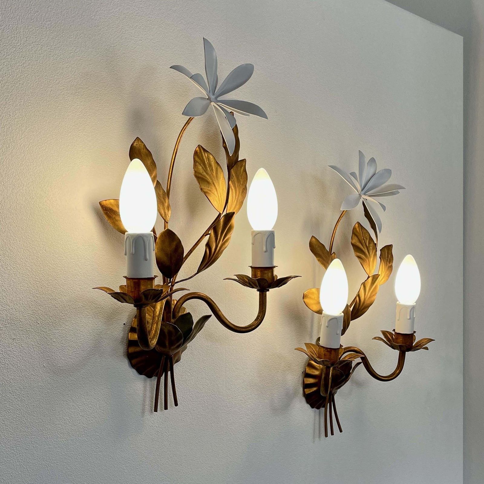 Gilt Floral Wall Lights By Maison Bagues, France 1950s photo buy
