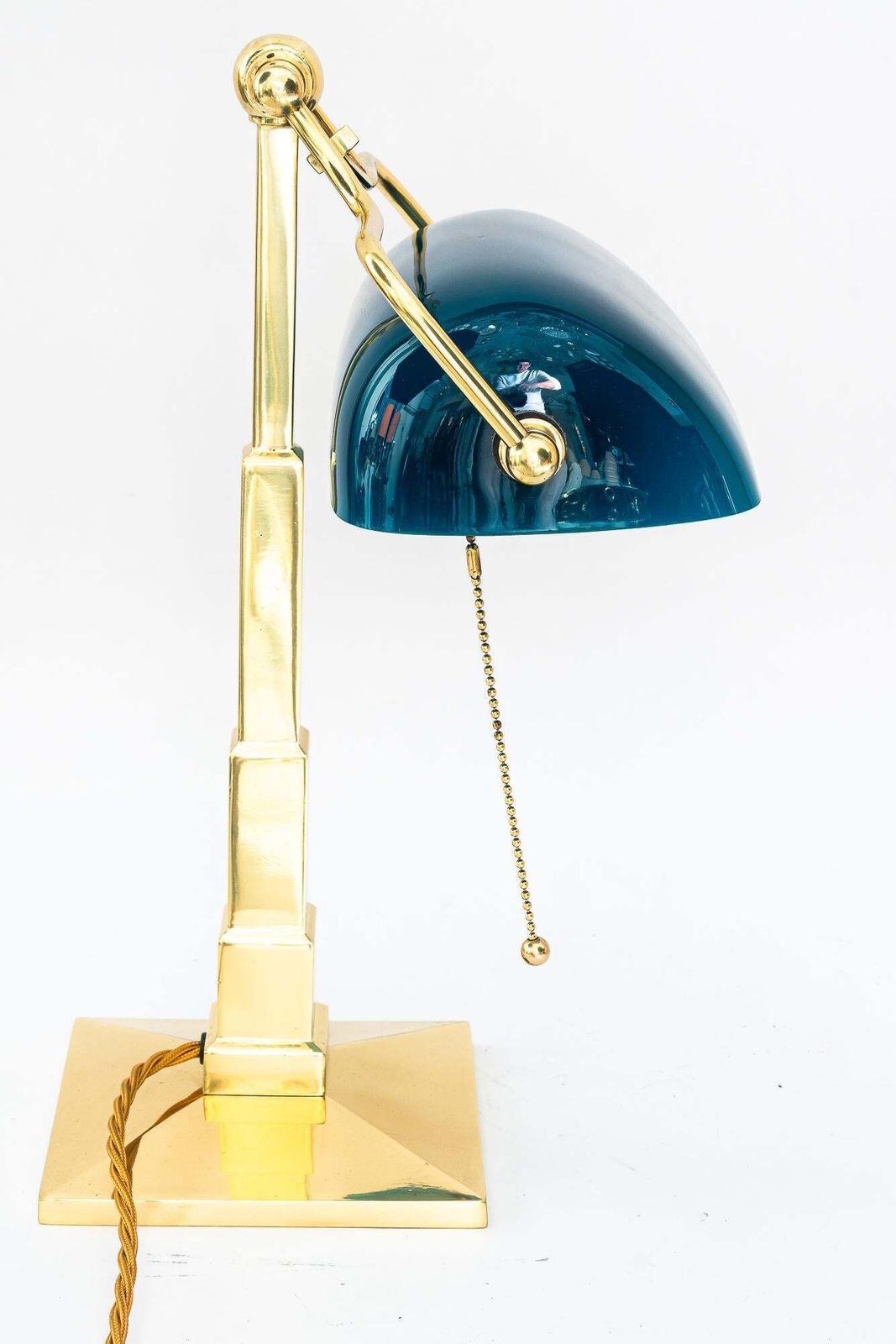 Art Deco Banker Lamp With Original Glass Shade Vienna Around 1920s photo buy