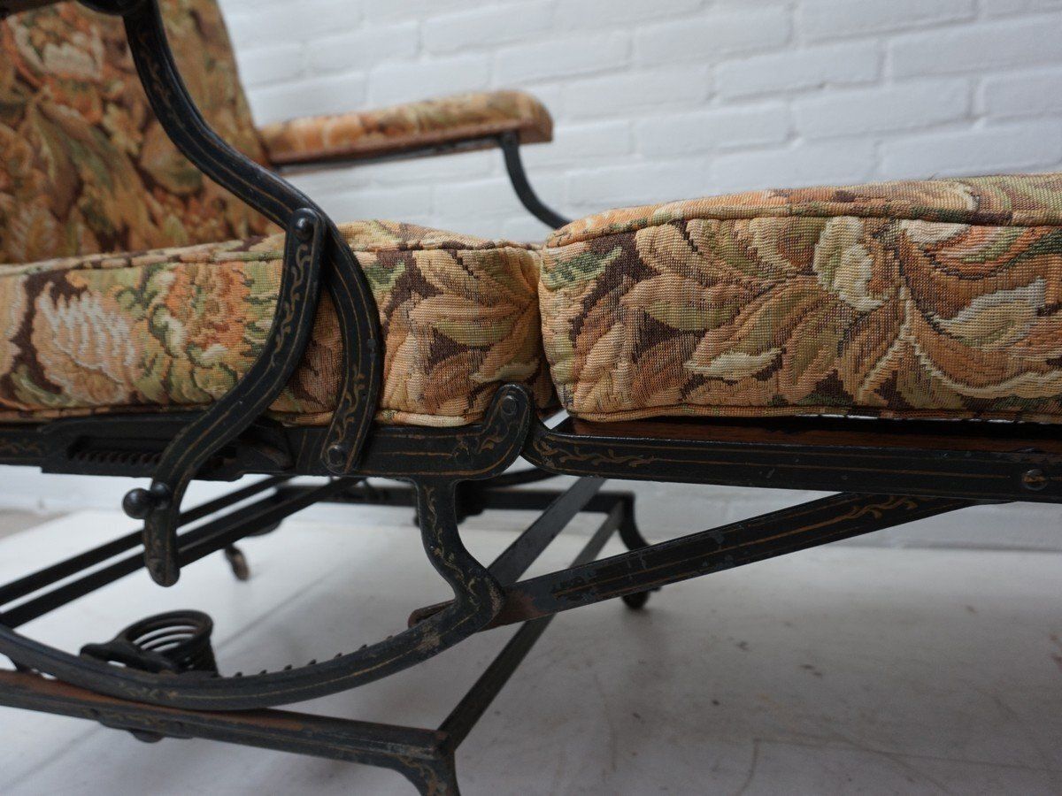 photo vinterior Adjustable Reclining Lounge Chaise Longue From Marks Co., New York, USA, 1890s