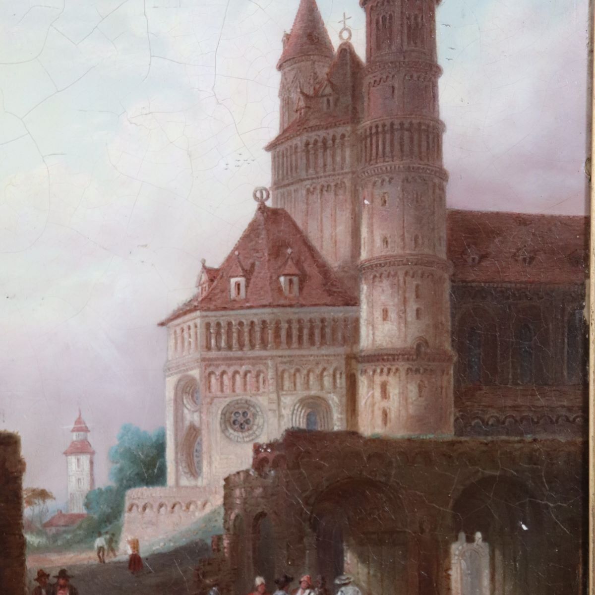Worms Cathedral, Oil Painting On Board, 19th Century, Framed photo buy
