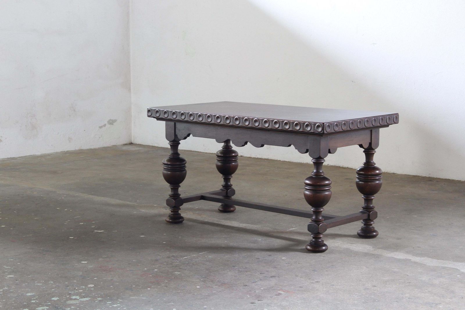 Vintage Renaissance Revival Dark Oak Coffee Table, 1900s. photo Furniture