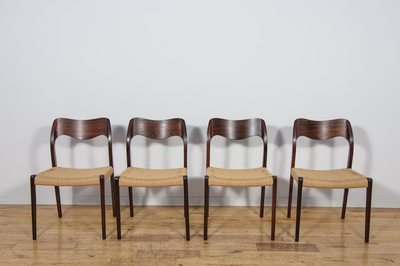 Mid Century Model 71 Dining Chairs In Rosewood By Niels Moller From J.L. Møllers, 1960s, Set Of 4 photo for sale