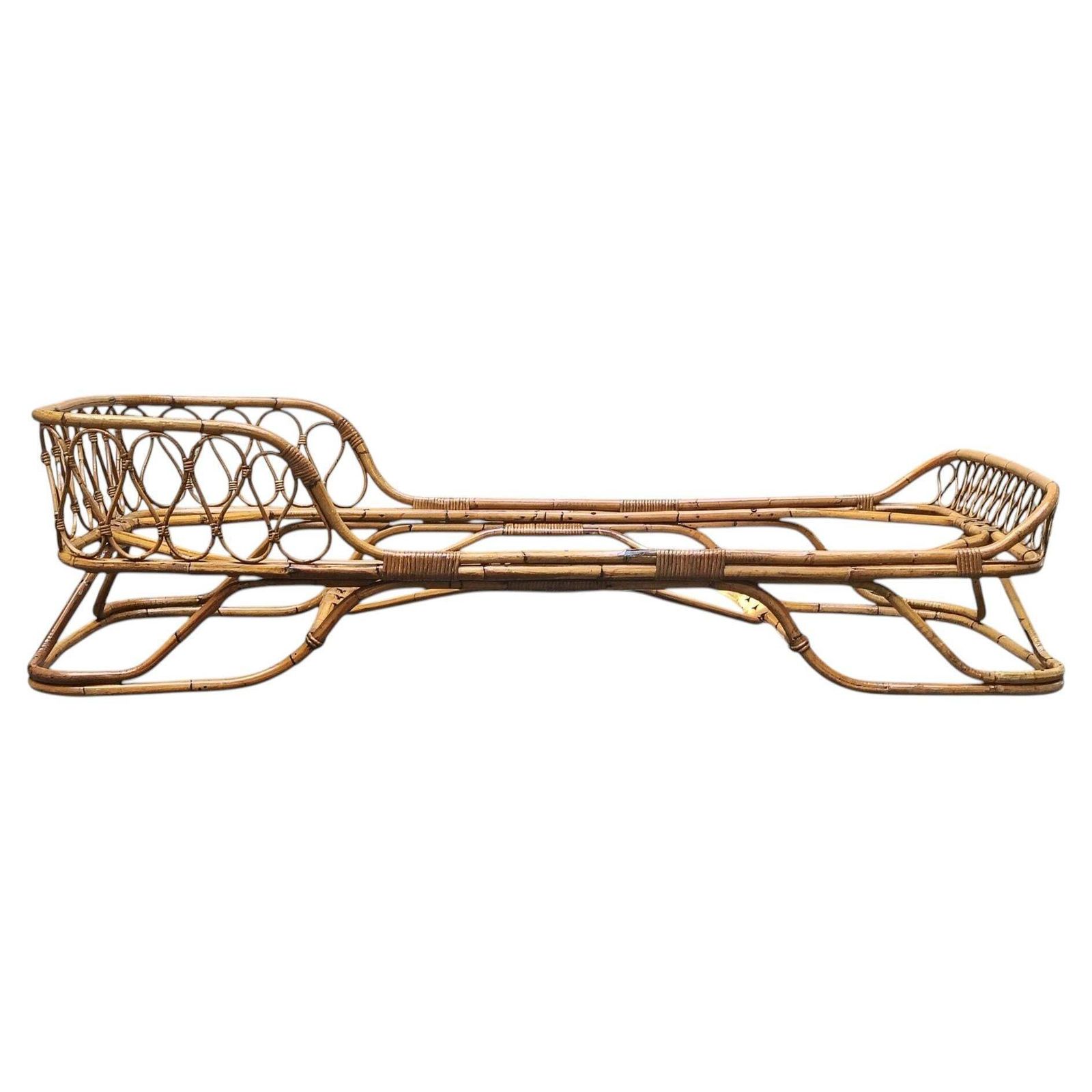 Tito Agnoli Attr. Daybed In Rattan E Bambu' Intrecciati, Italia 1960s