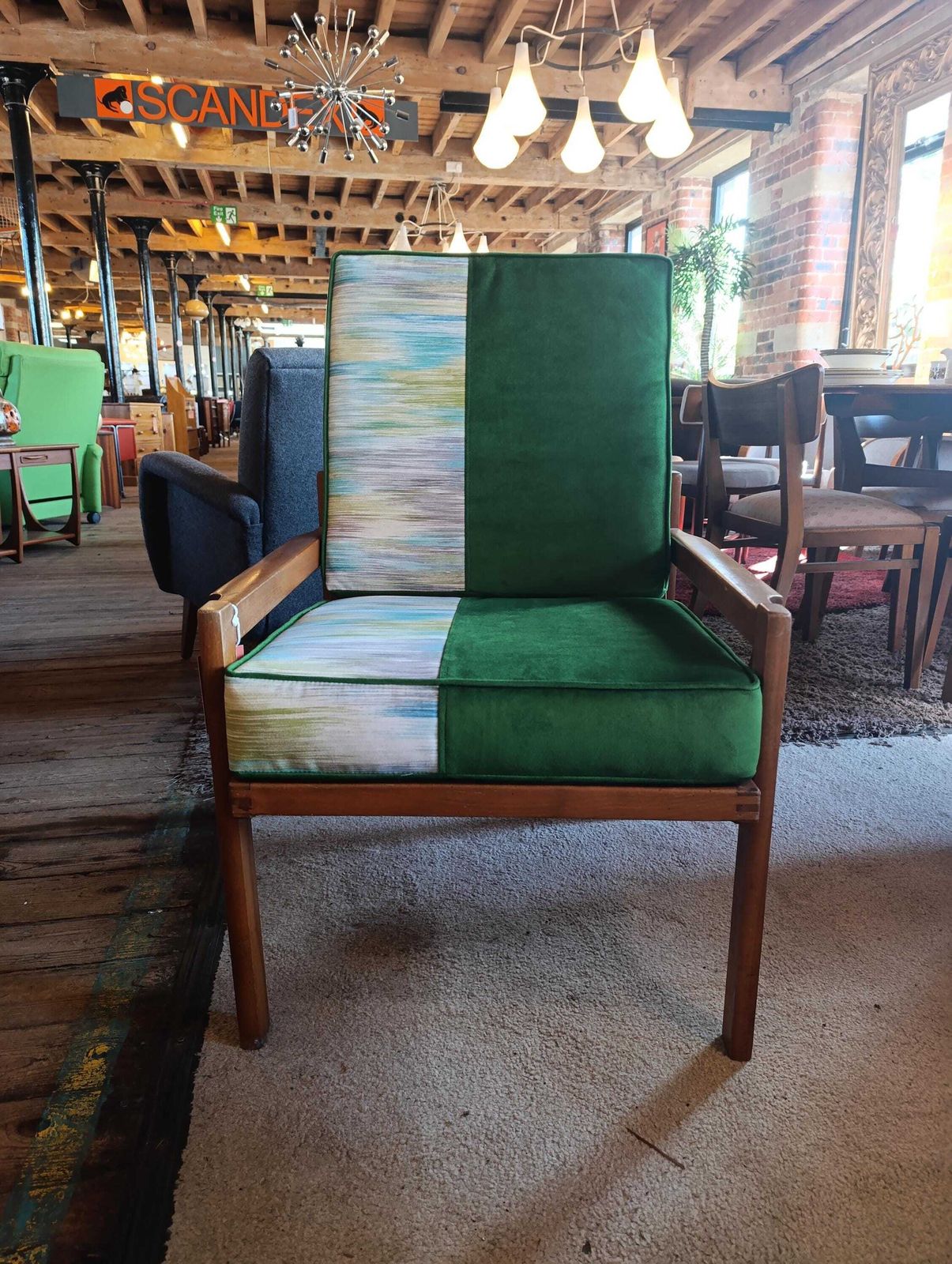 1960s Centa Lounge Armchair | Solid Teak Frame | Newly Upholstered In Green Velvet photo furniture