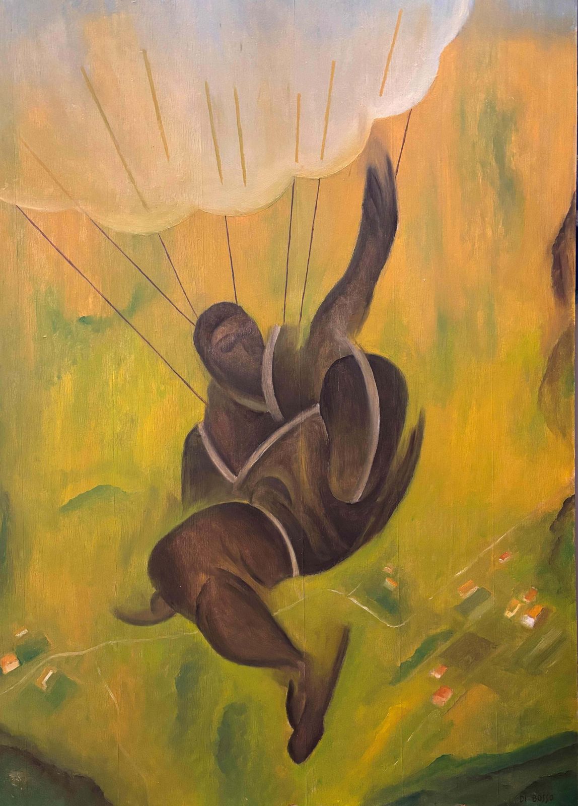 Renato Di Bosso"Parachutist " Oil On Board Cm. 50 X 60 19401940 photo furniture