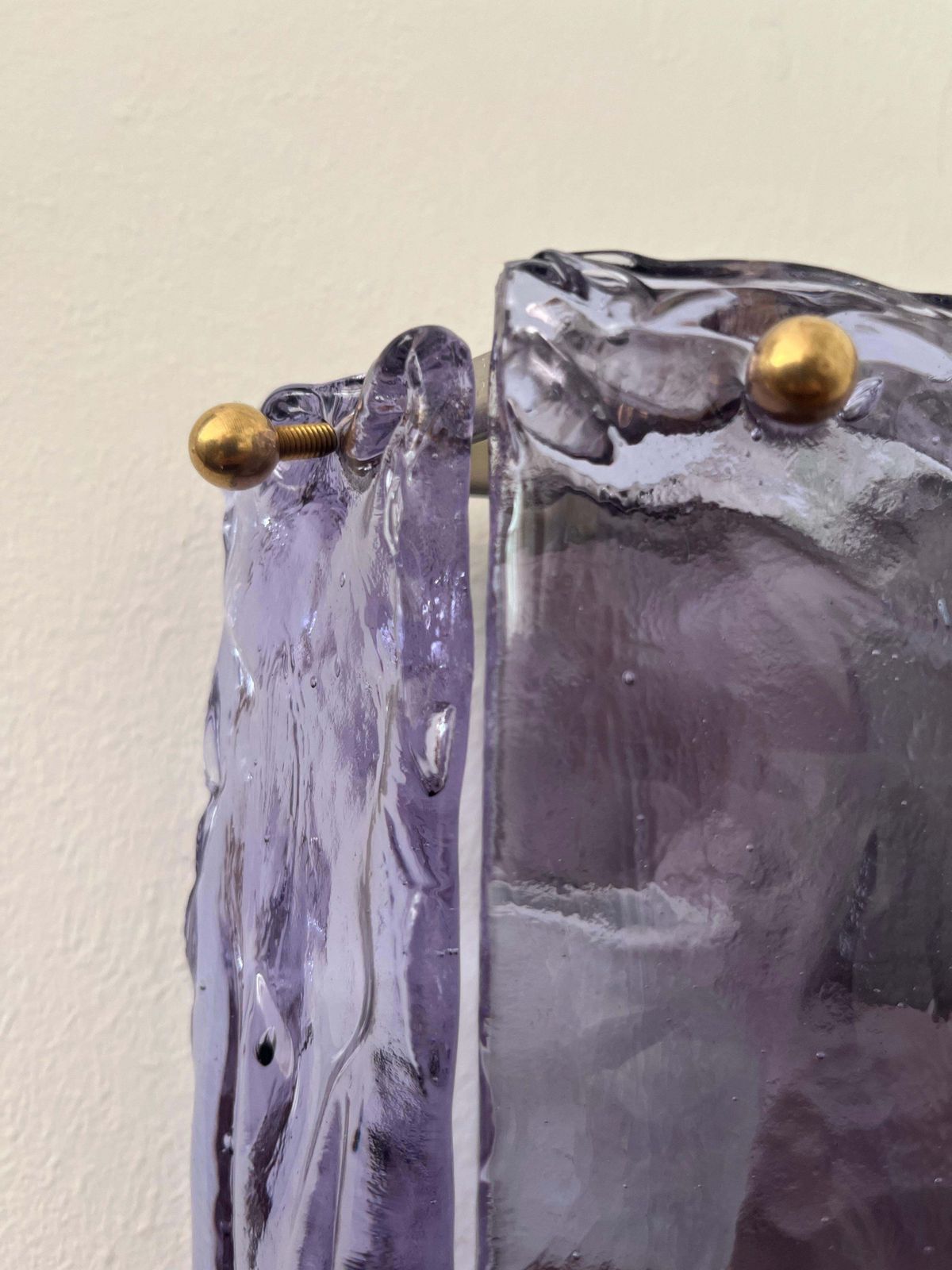 2913.0 Italian Mid Century Lilac Murano Set Three Of Of Wall Sconces By Mazzega, 1970s photo