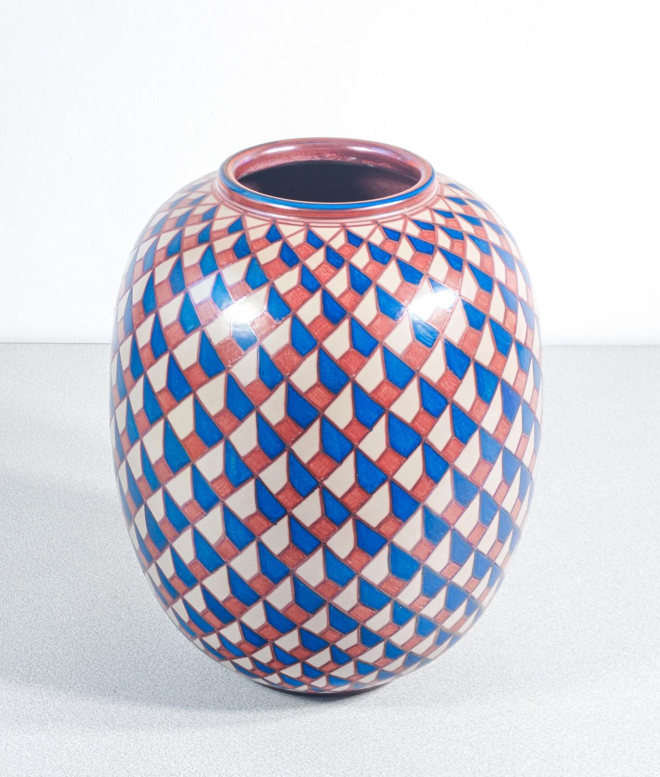 Bottega Vignoli Majolica Vase, Geometric Decoration. Faenza, 1970s photo for sale