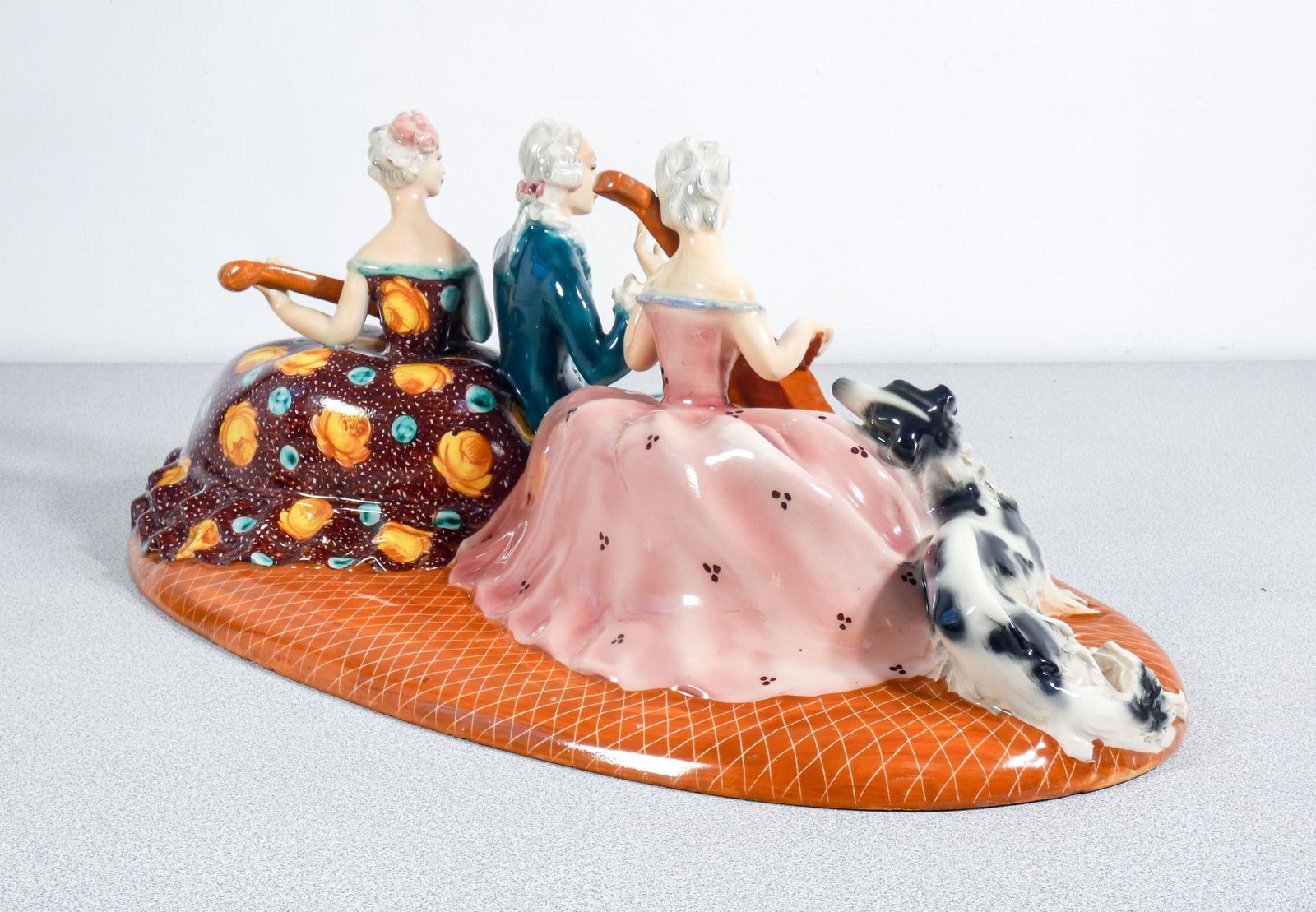 photo vinterior Ceramic Sculpture "Concert With Musicians And Dog," Mica. Italy, 50s