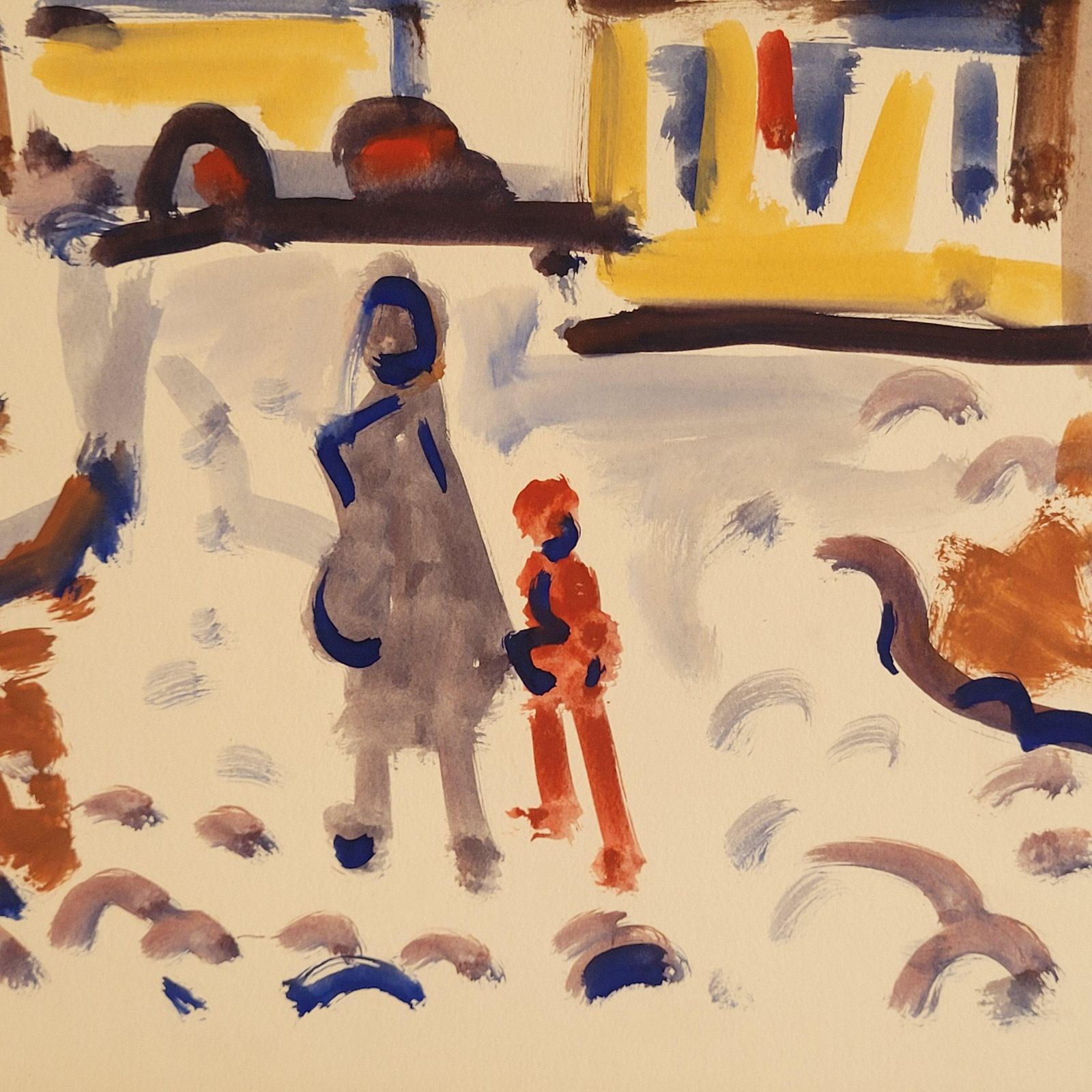 Abstract Expressionist French Urban Scene. Gouache On Paper. 50cm X 65cm From 1976 By André Pierard photo buy