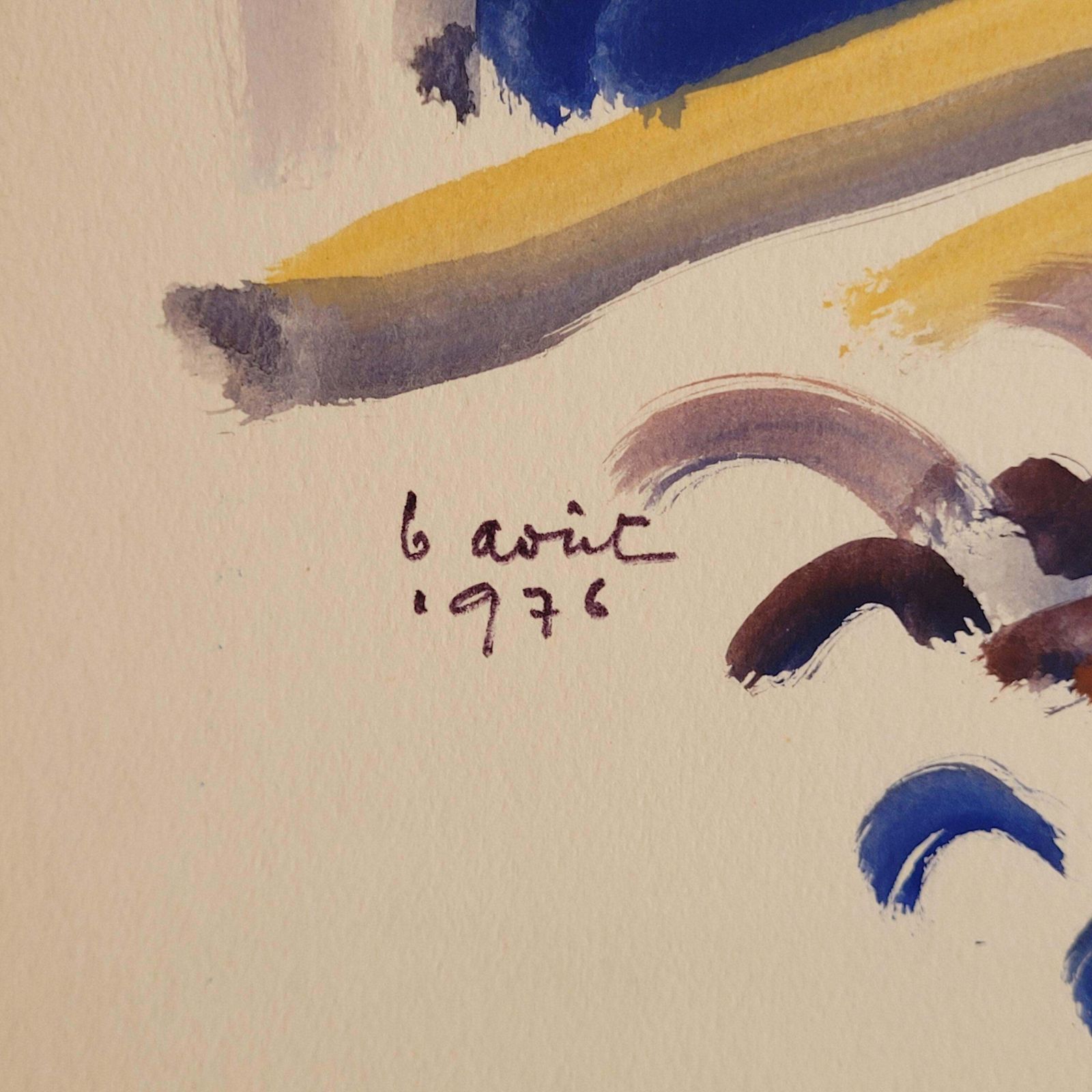 Art Abstract Expressionist French Urban Scene. Gouache On Paper. 50cm X 65cm From 1976 By André Pierard photo