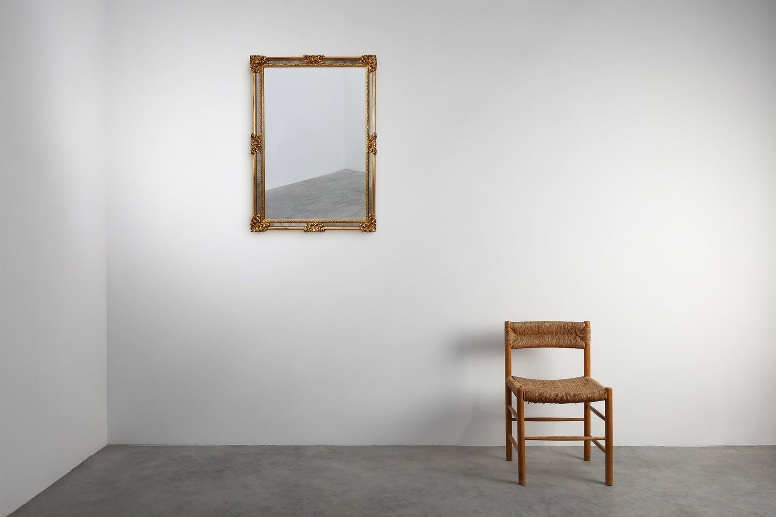 Mid Century Rectangular Gilt Mirror From Deknudt, Belgium, 1980s photo for sale