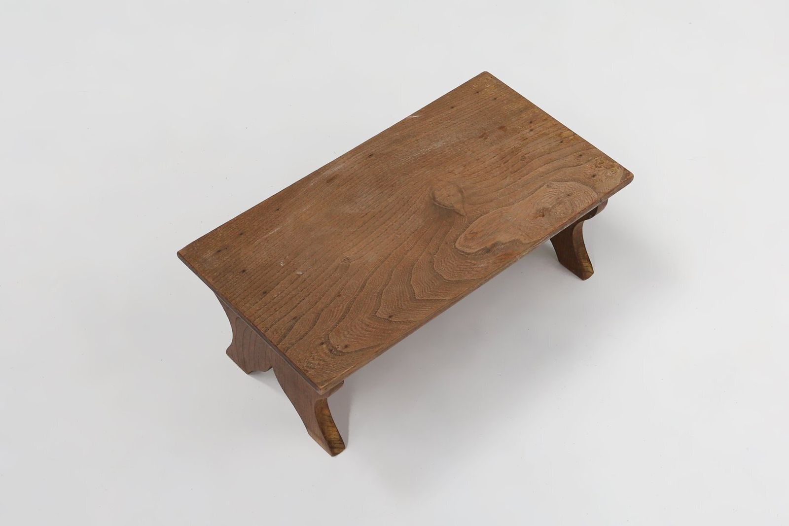 Small Rustic Wooden Stool With Curved Base, France, 1900s photo Furniture