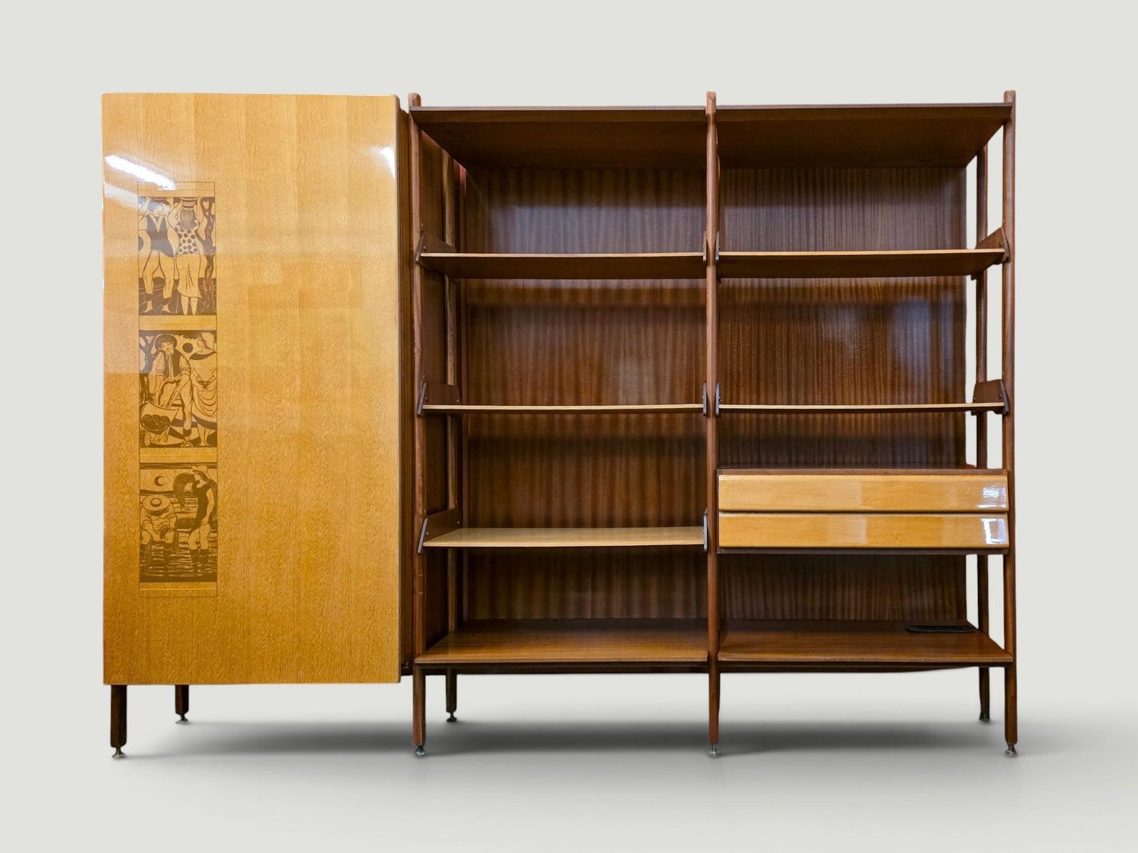 Italian Wardrobe Bookcase, Modular Wall Unit By Vittorio Dassi, Italy, 1960s photo furniture