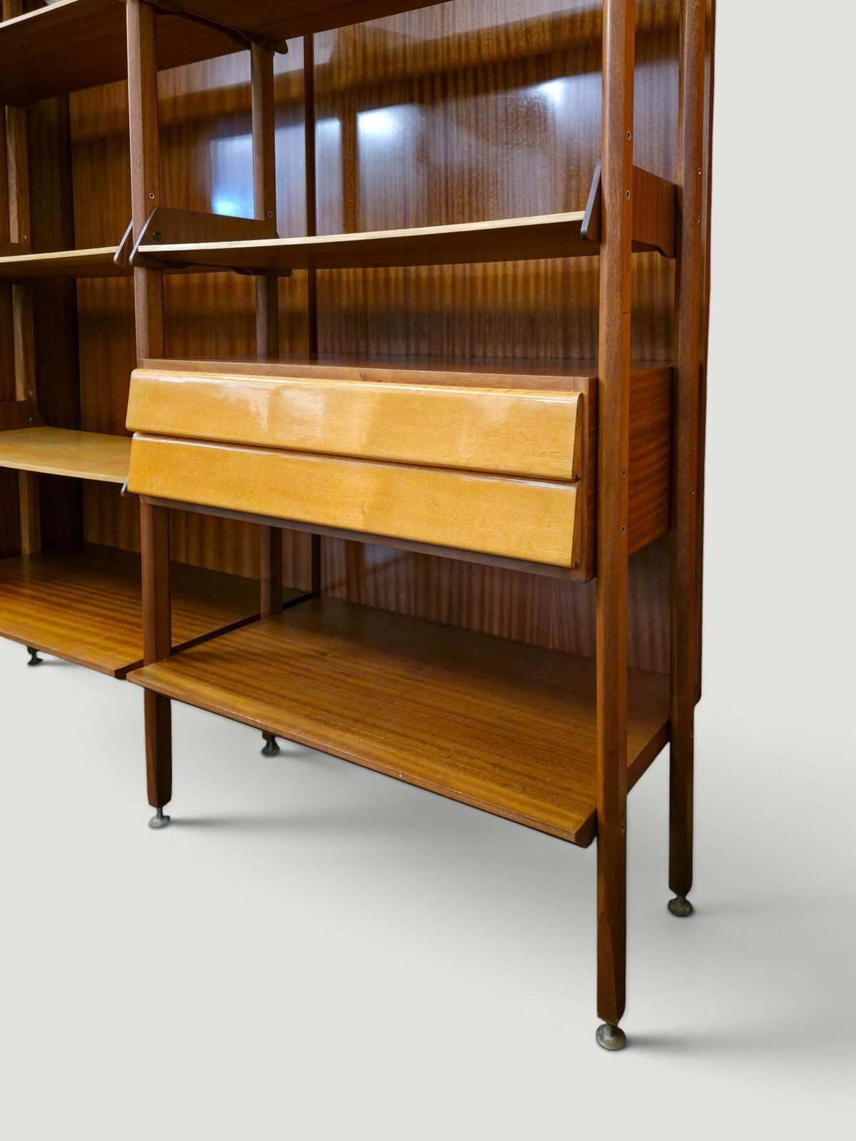 Italian Wardrobe Bookcase, Modular Wall Unit By Vittorio Dassi, Italy, 1960s photo vinterior
