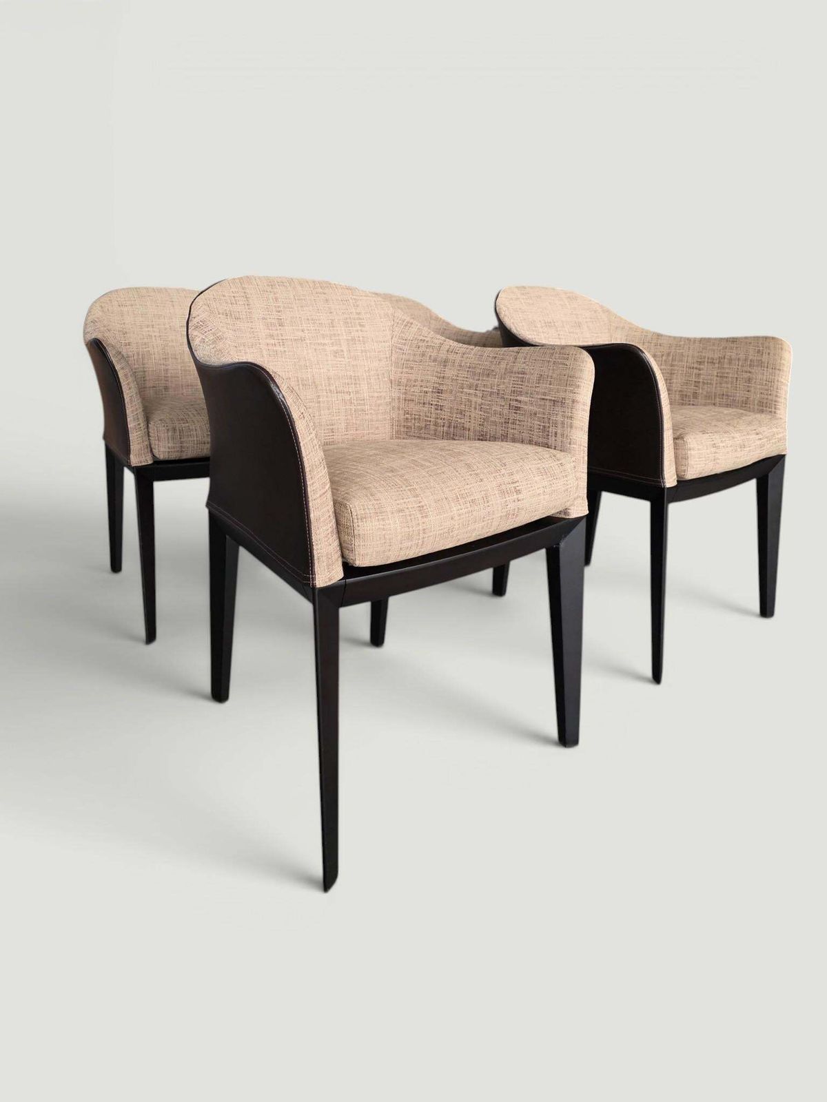 Set Of 4 Giorgetti “Normal” Armchair By Massimo Scolari, Leather & Fabric, Italy photo Furniture