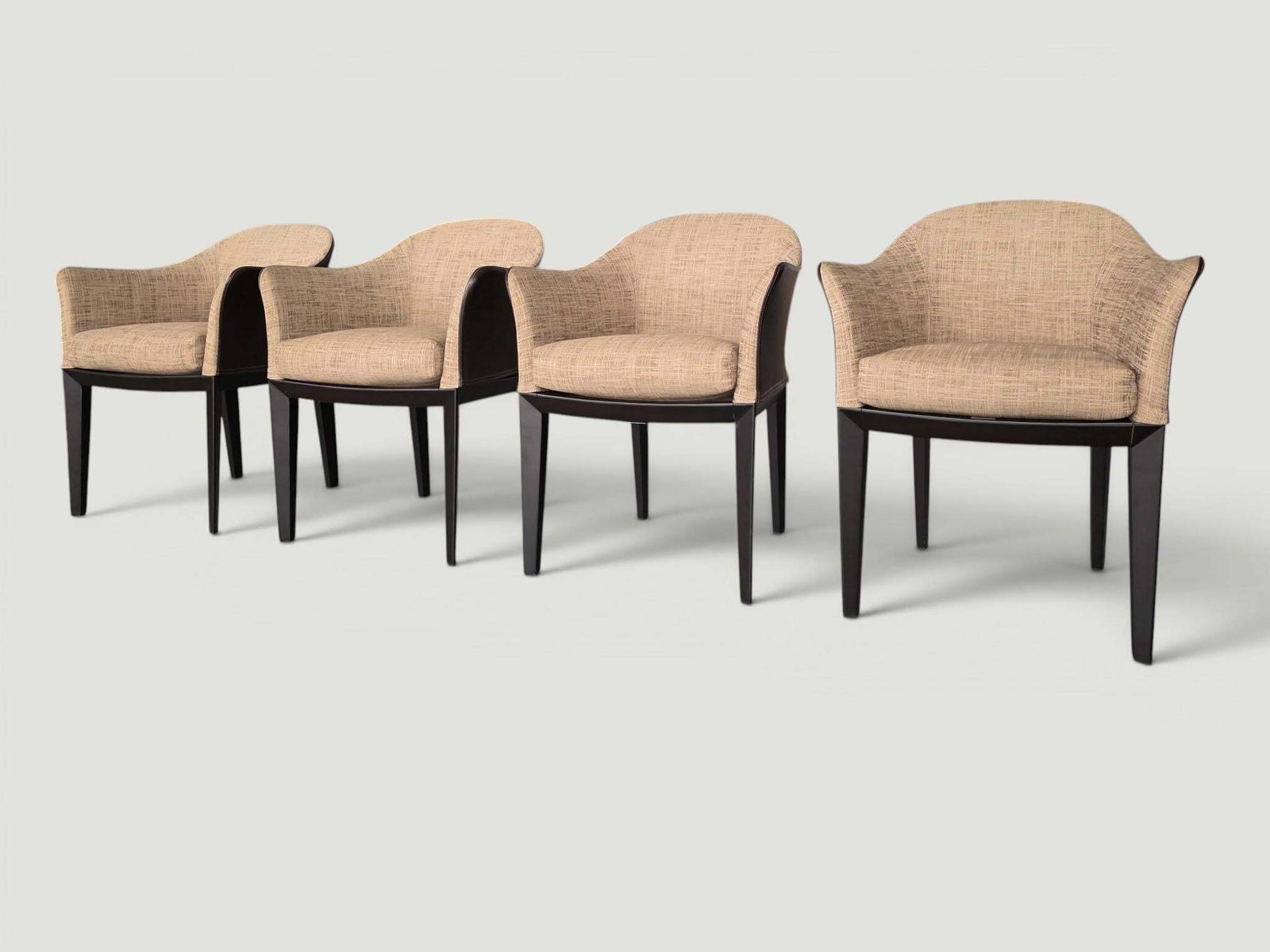 Set Of 4 Giorgetti “Normal” Armchair By Massimo Scolari, Leather & Fabric, Italy photo buy