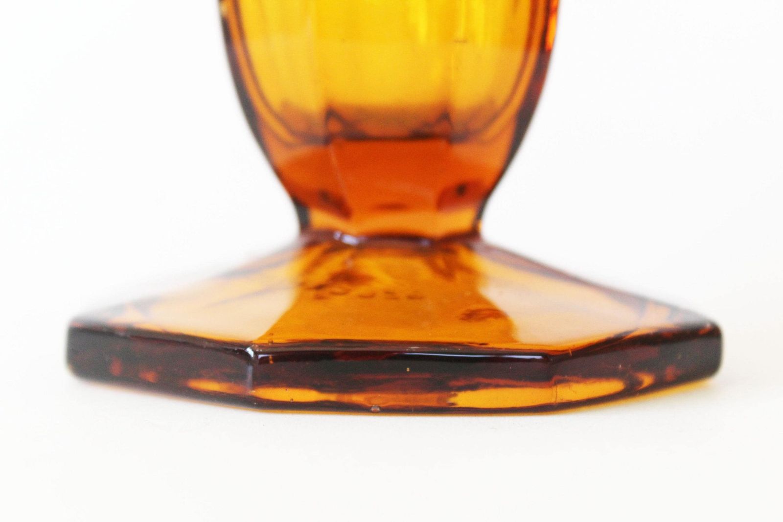 Tall Vintage Art Deco Amber Glass Vase, Pressed Glass, Tulip Vase, Trumpet Vase, Scailmont Belgium photo buy