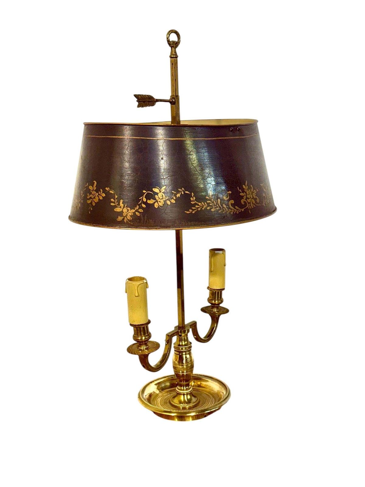 19th Century French Gilt Bronze Bouillotte Lamp With Tole Shade photo buy