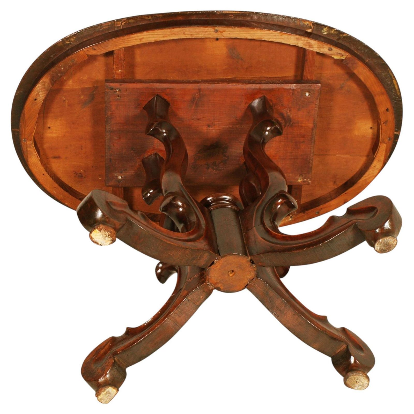 Italian 1930s Oval Walnut Gueridon Table Paolo Buffa Style, Cantù, Sculptural photo 3724.0