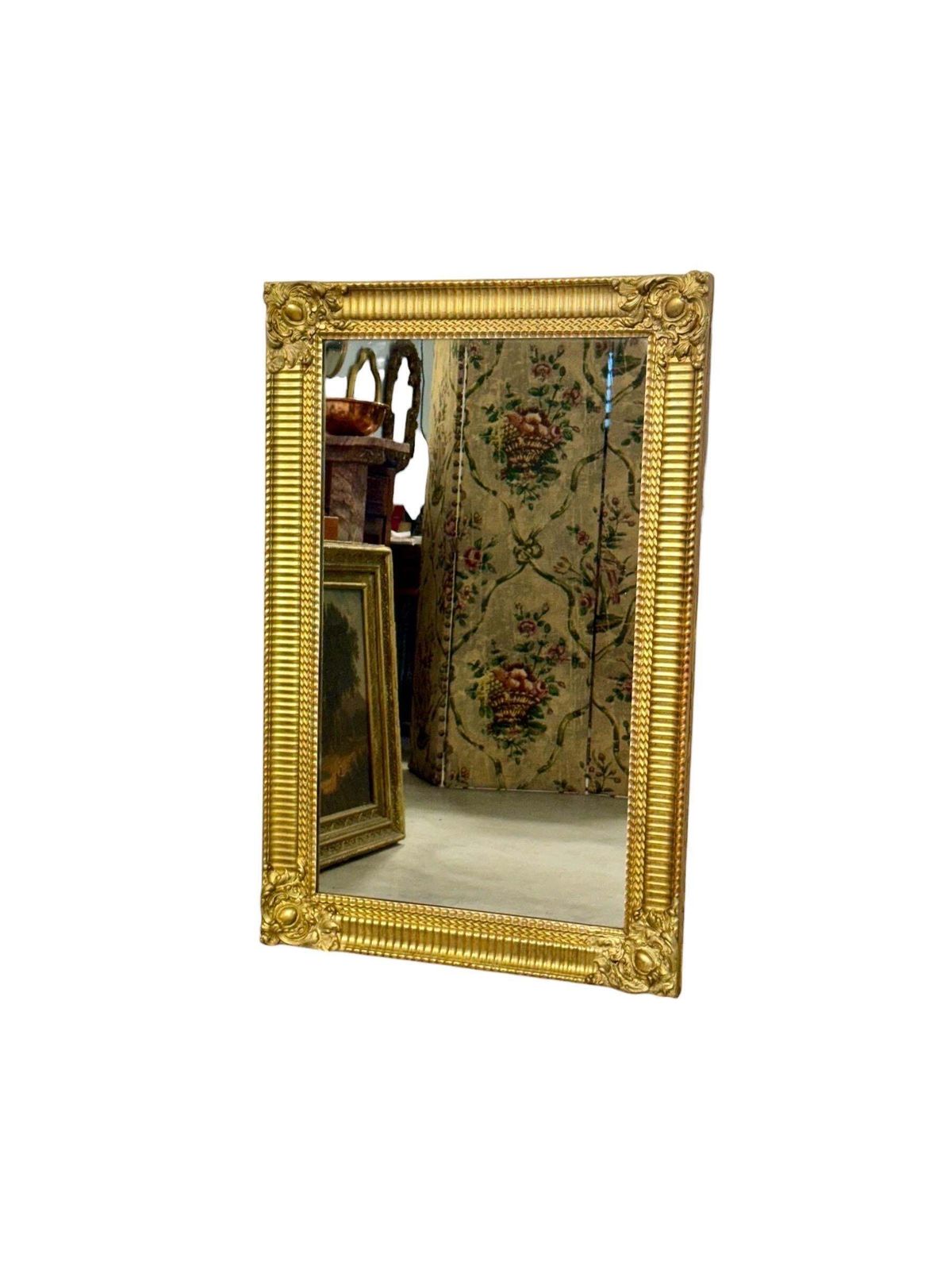 19th Century French Rectangular Giltwood Louis Philippe Mirror photo vintage